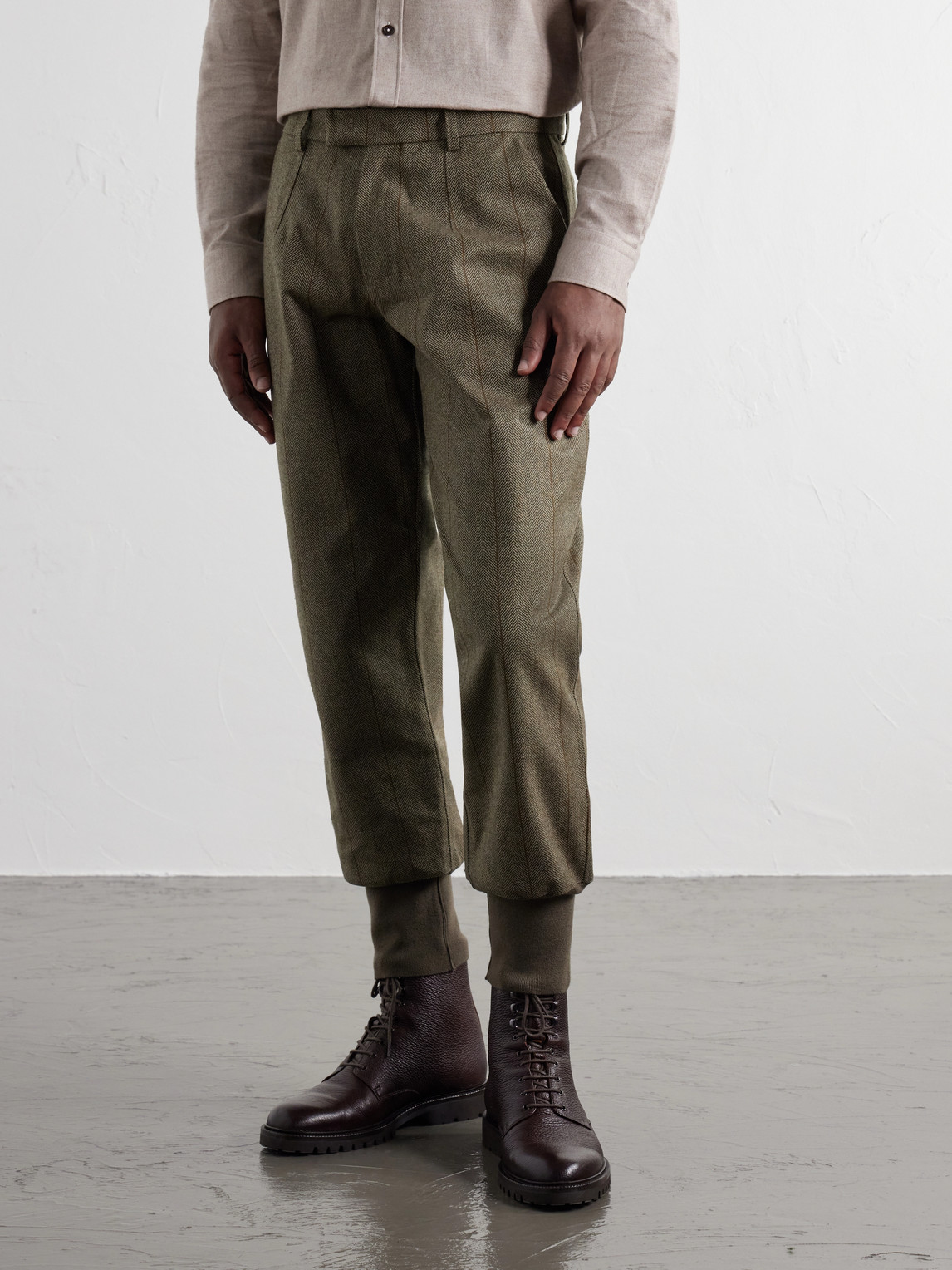 Herringbone Wool-Blend Tweed Trousers