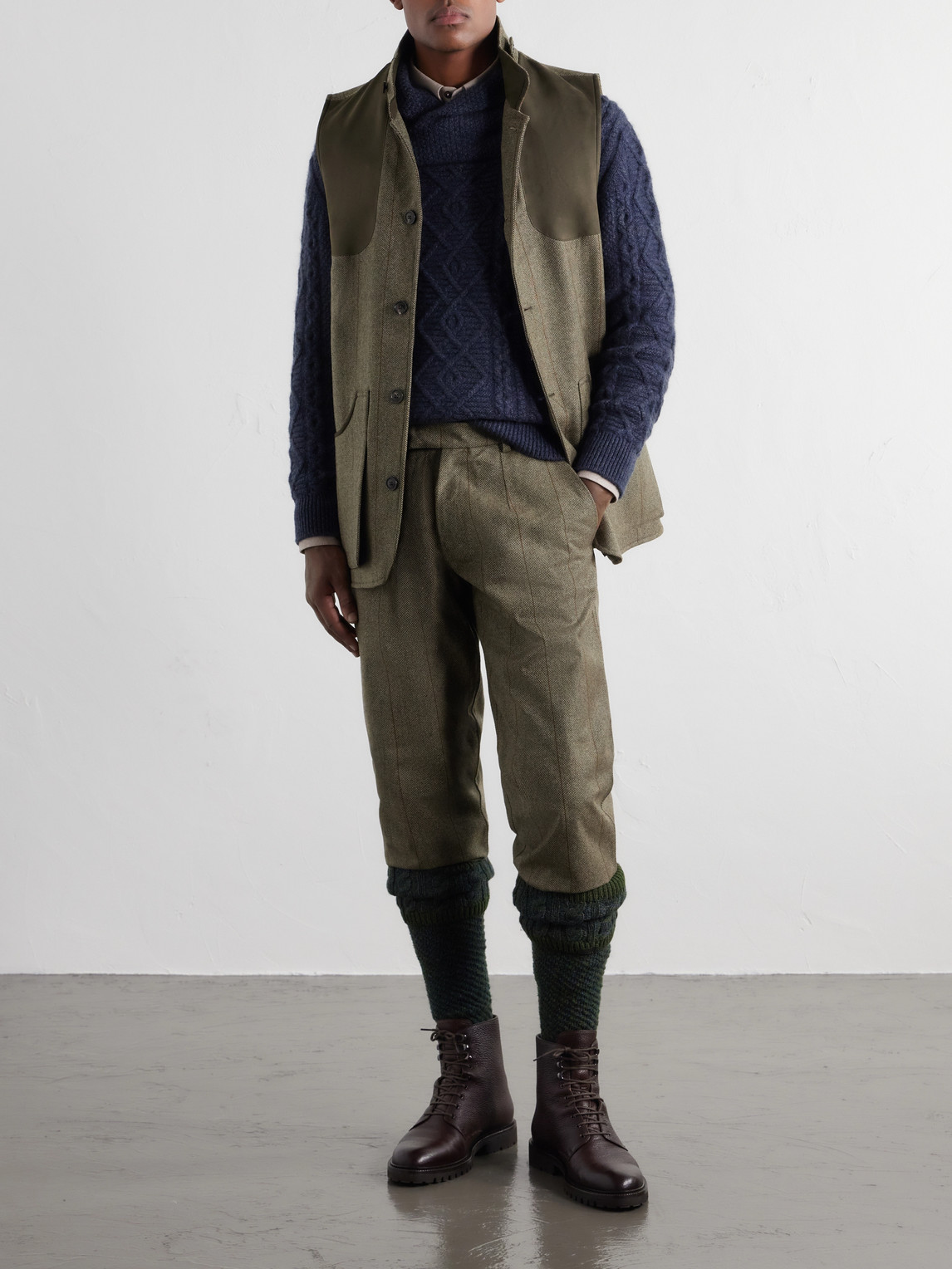 Herringbone Wool-Blend Tweed Trousers