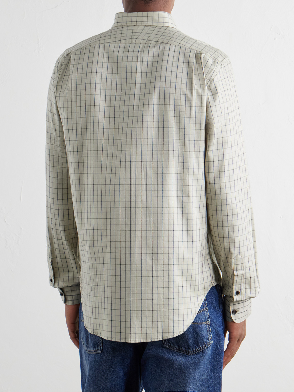 Logo-Embroidered Checked Cotton-Twill Shirt