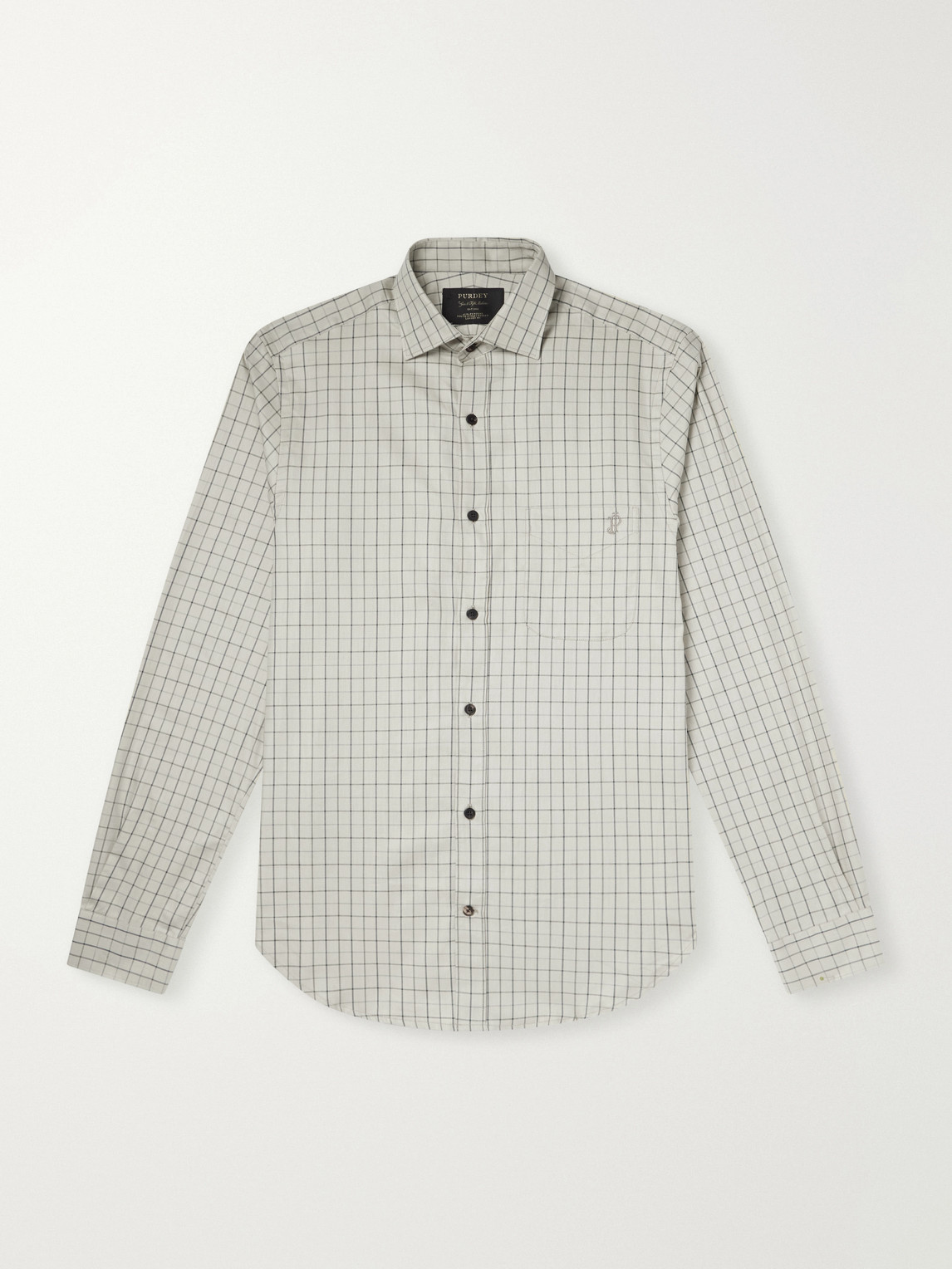 Logo-Embroidered Checked Cotton-Twill Shirt