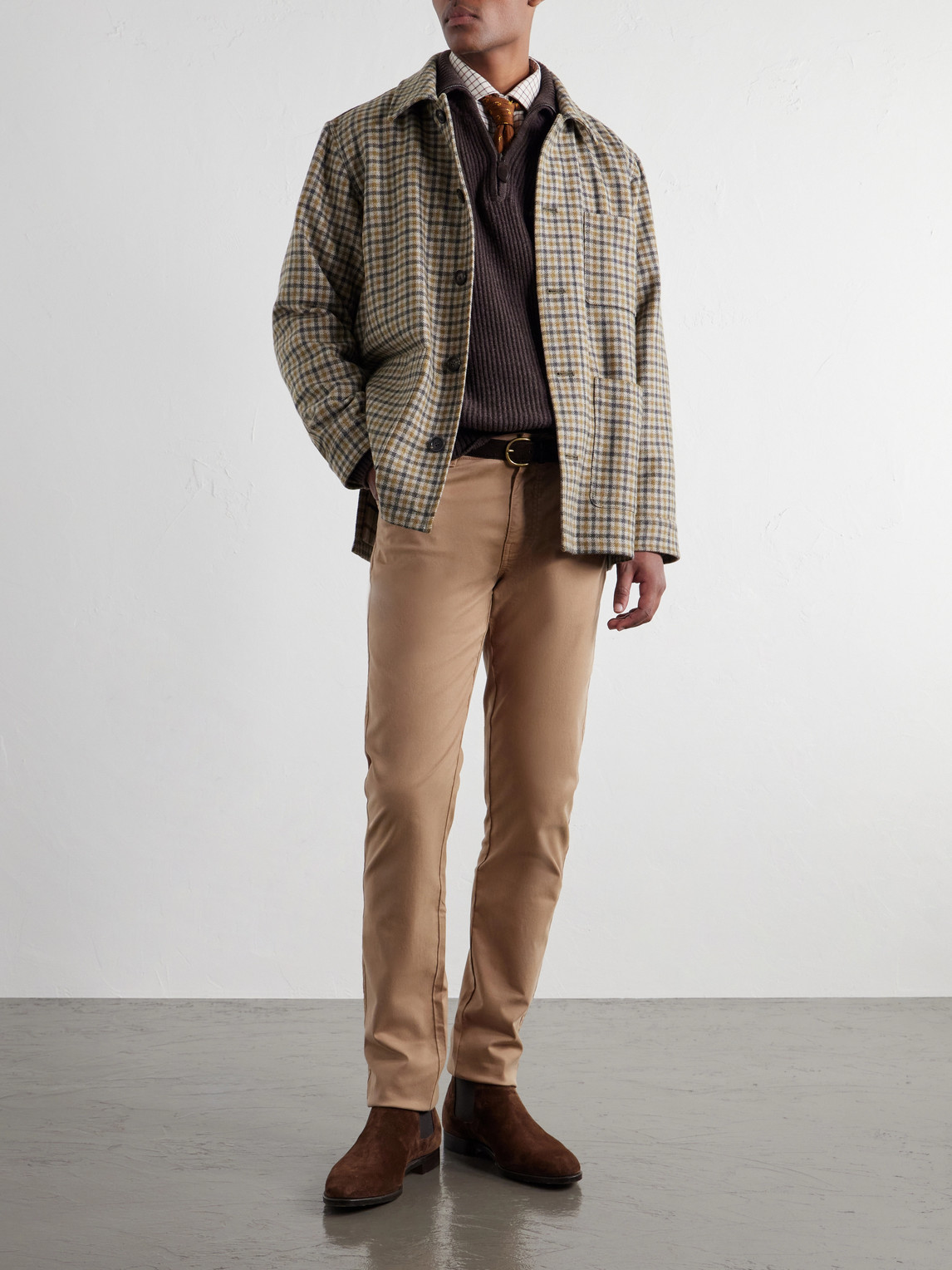 Straight-Leg Cotton-Blend Twill Trousers Slim-Fit