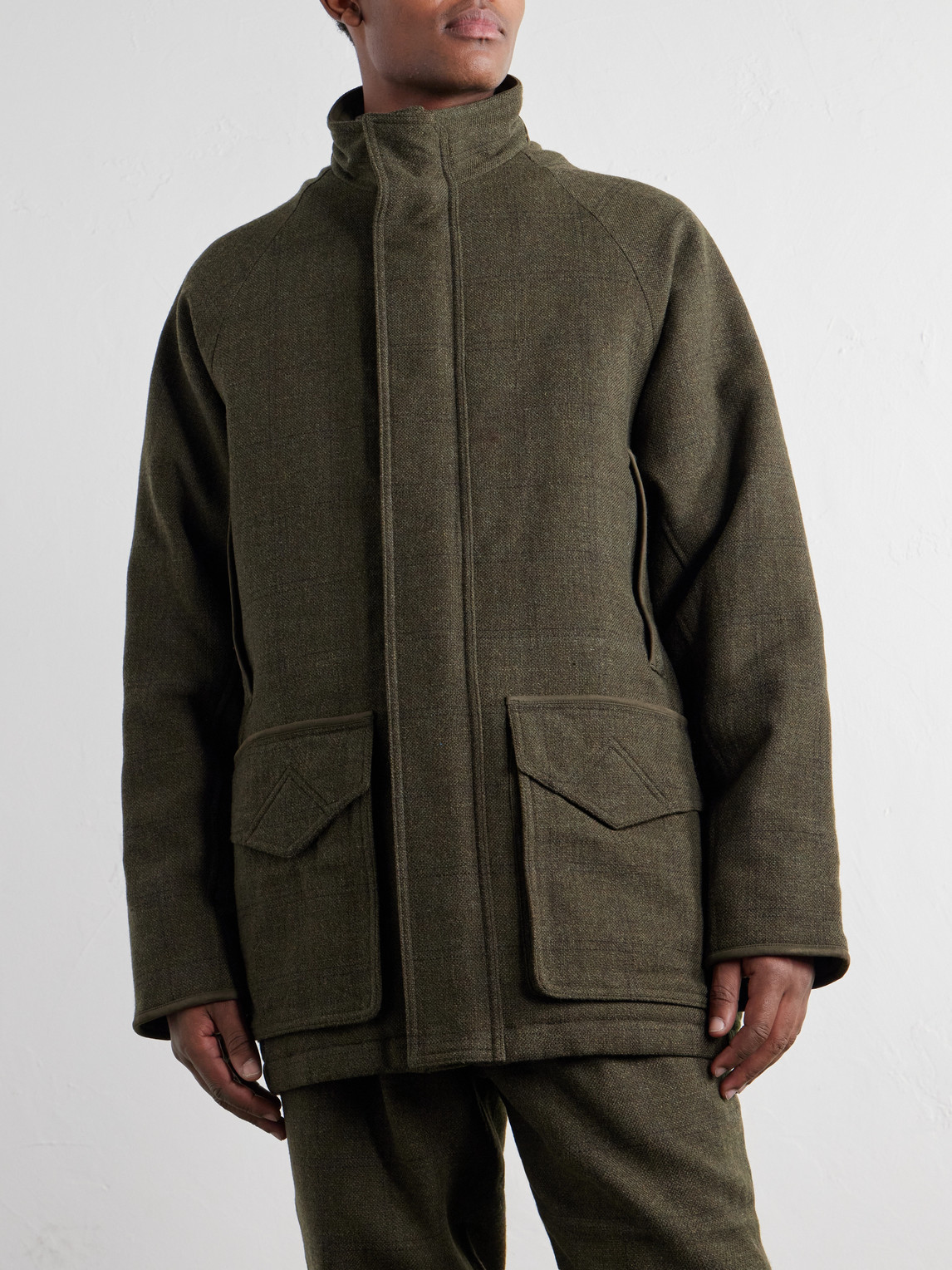 Checked Wool-Tweed Field Coat