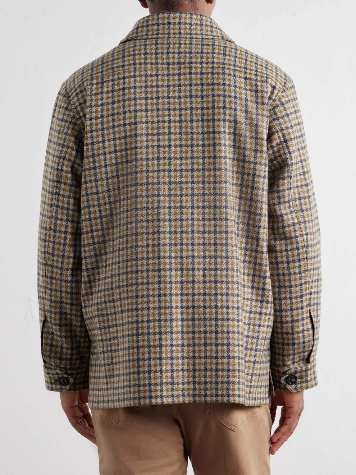 Checked Wool-Twill Overshirt