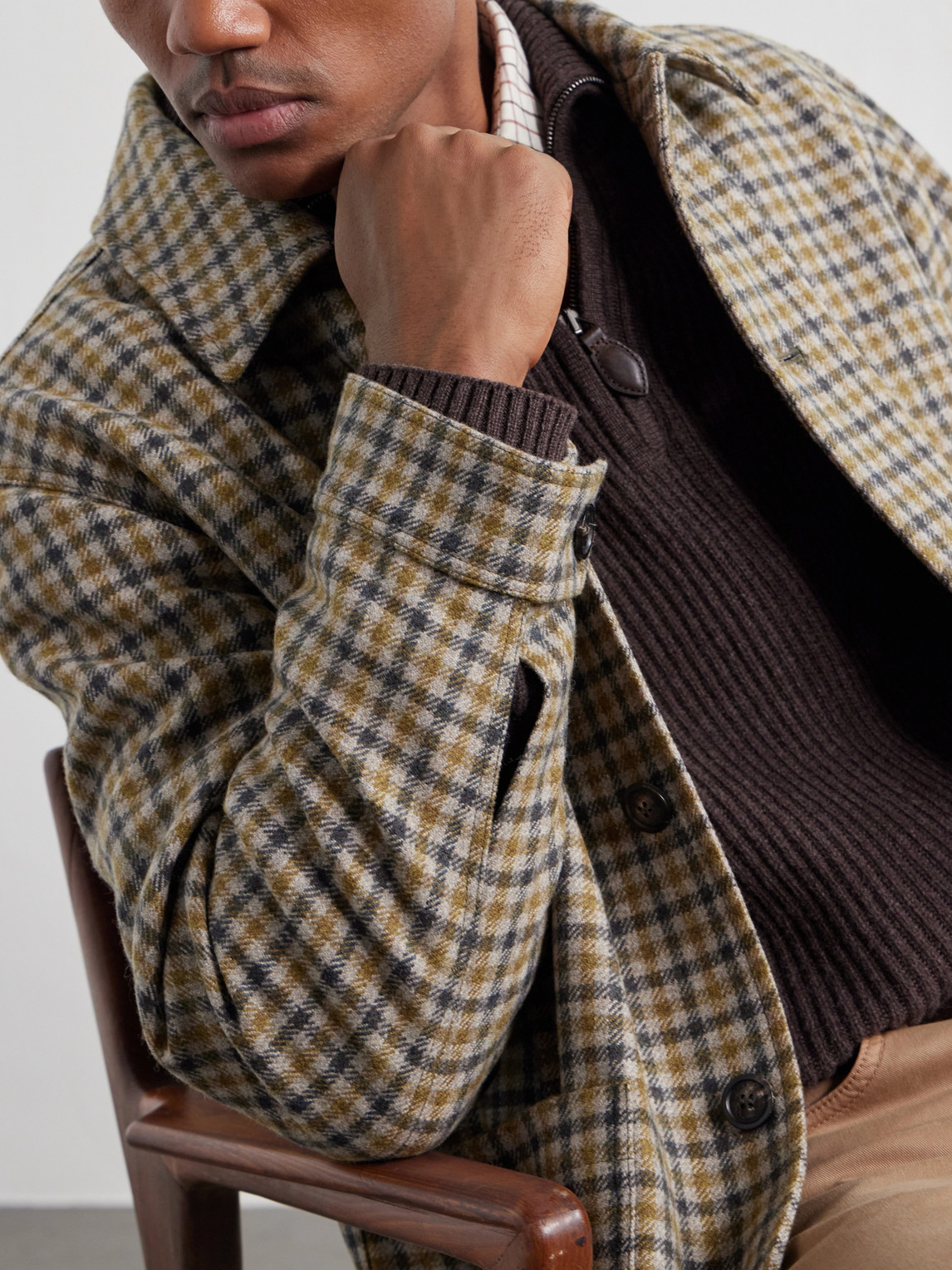 Checked Wool-Twill Overshirt