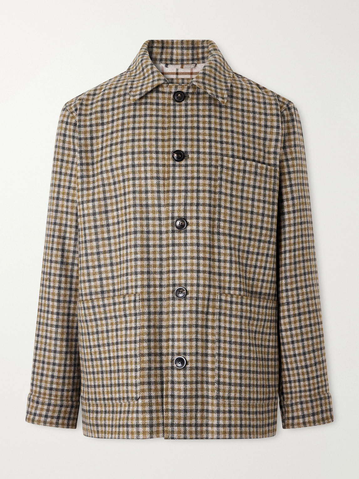 Purdey Checked Wool-twill Overshirt In Brown