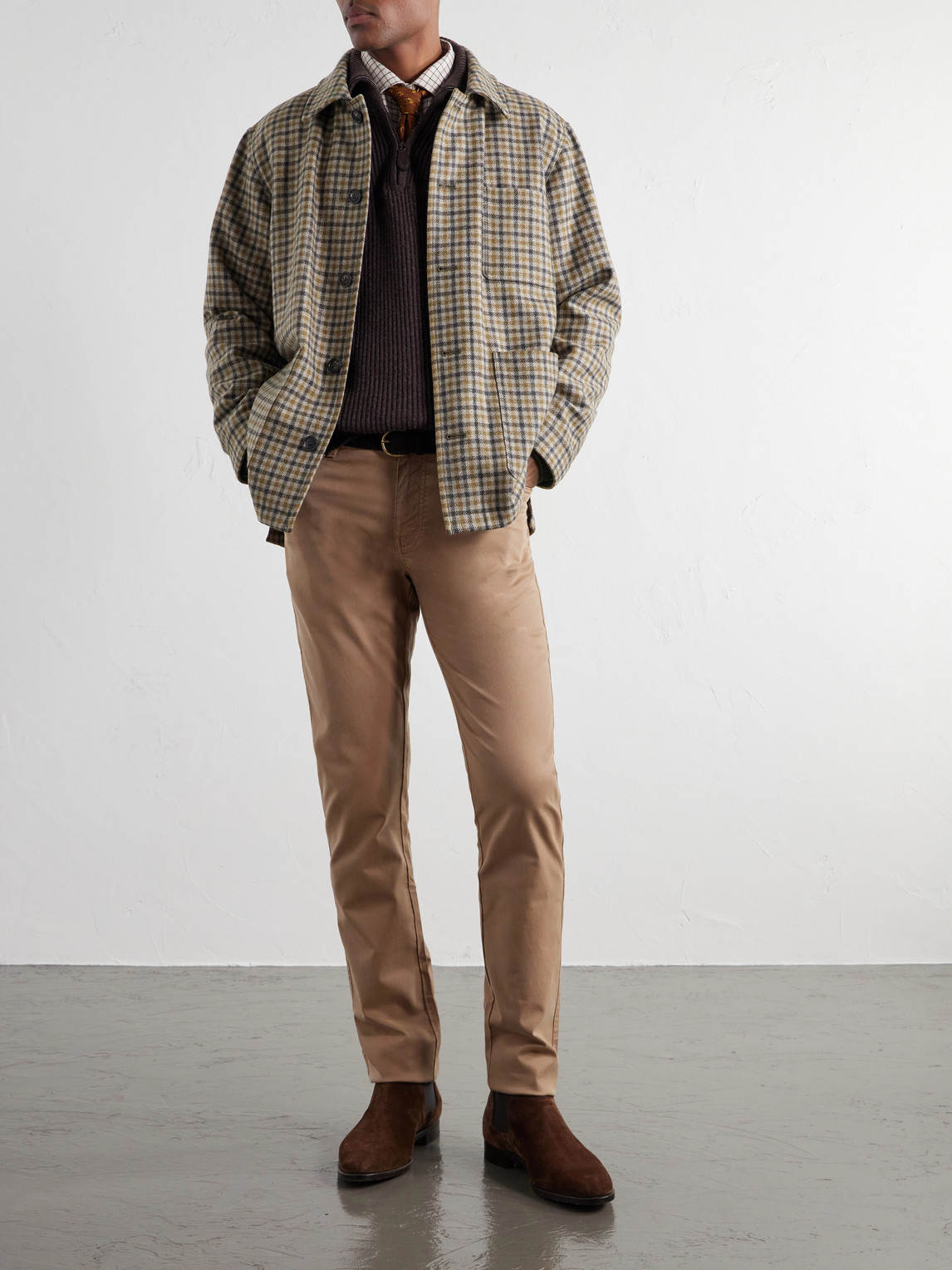 Checked Wool-Twill Overshirt