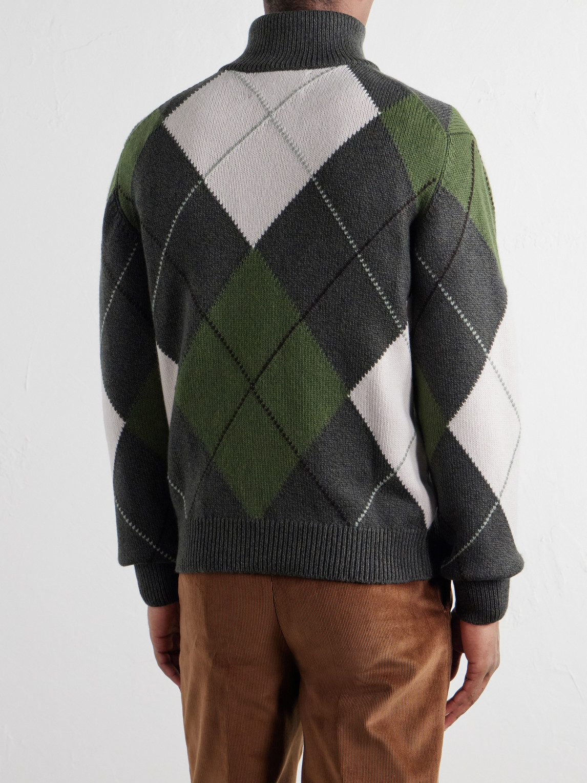 Argyle Wool And Cashmere-Blend Half-Zip Sweater