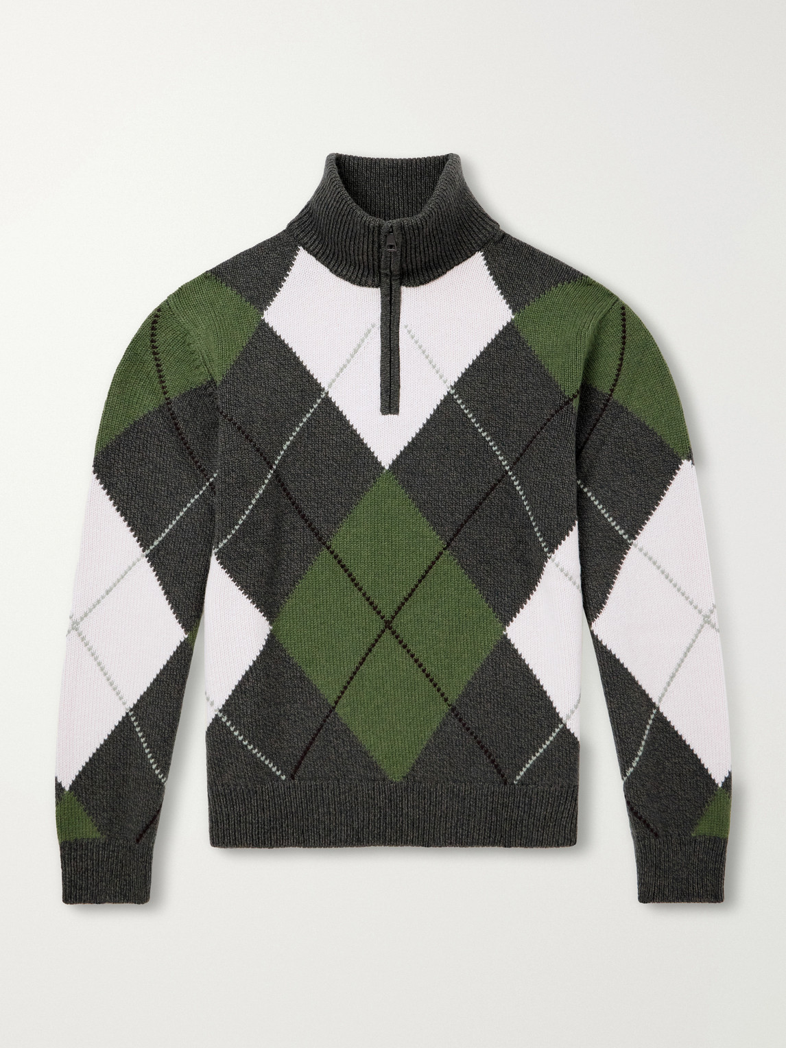 Argyle Wool And Cashmere-Blend Half-Zip Sweater