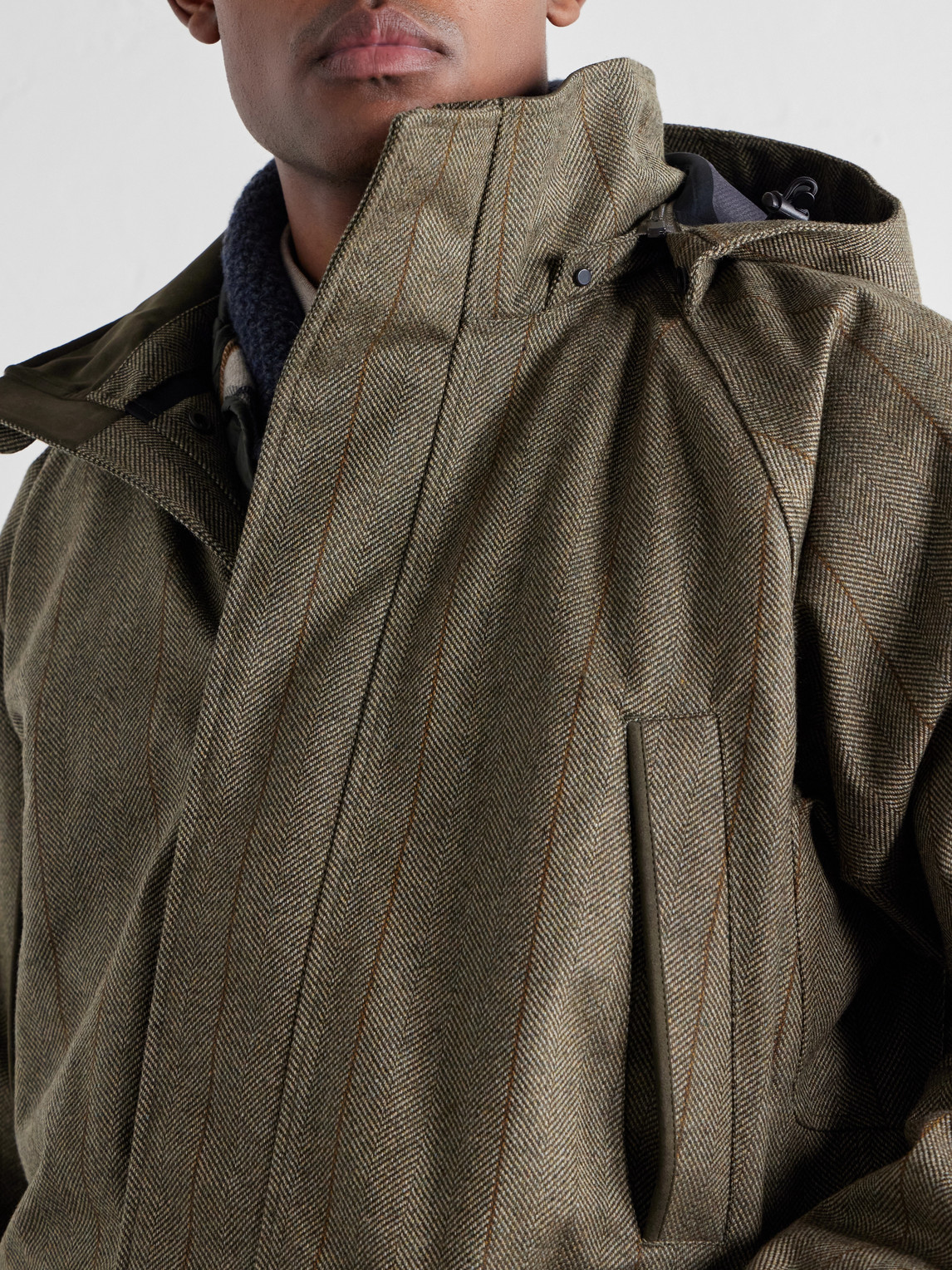 Hooded Shell-Tweed Field Jacket