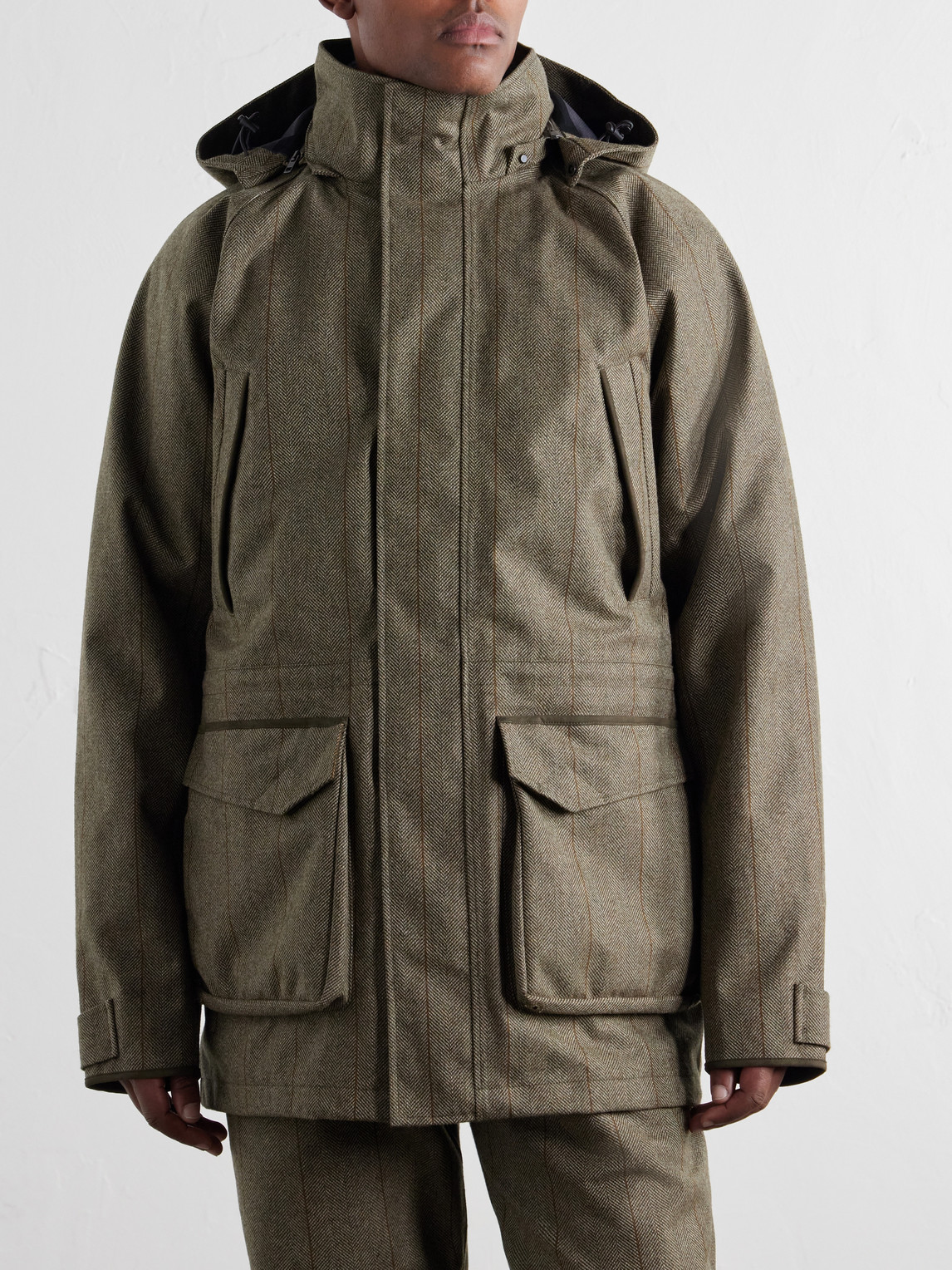 Hooded Shell-Tweed Field Jacket