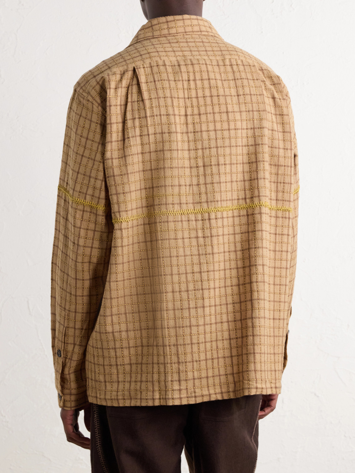 Rabari Embroidered Checked Handwoven Cotton Shirt