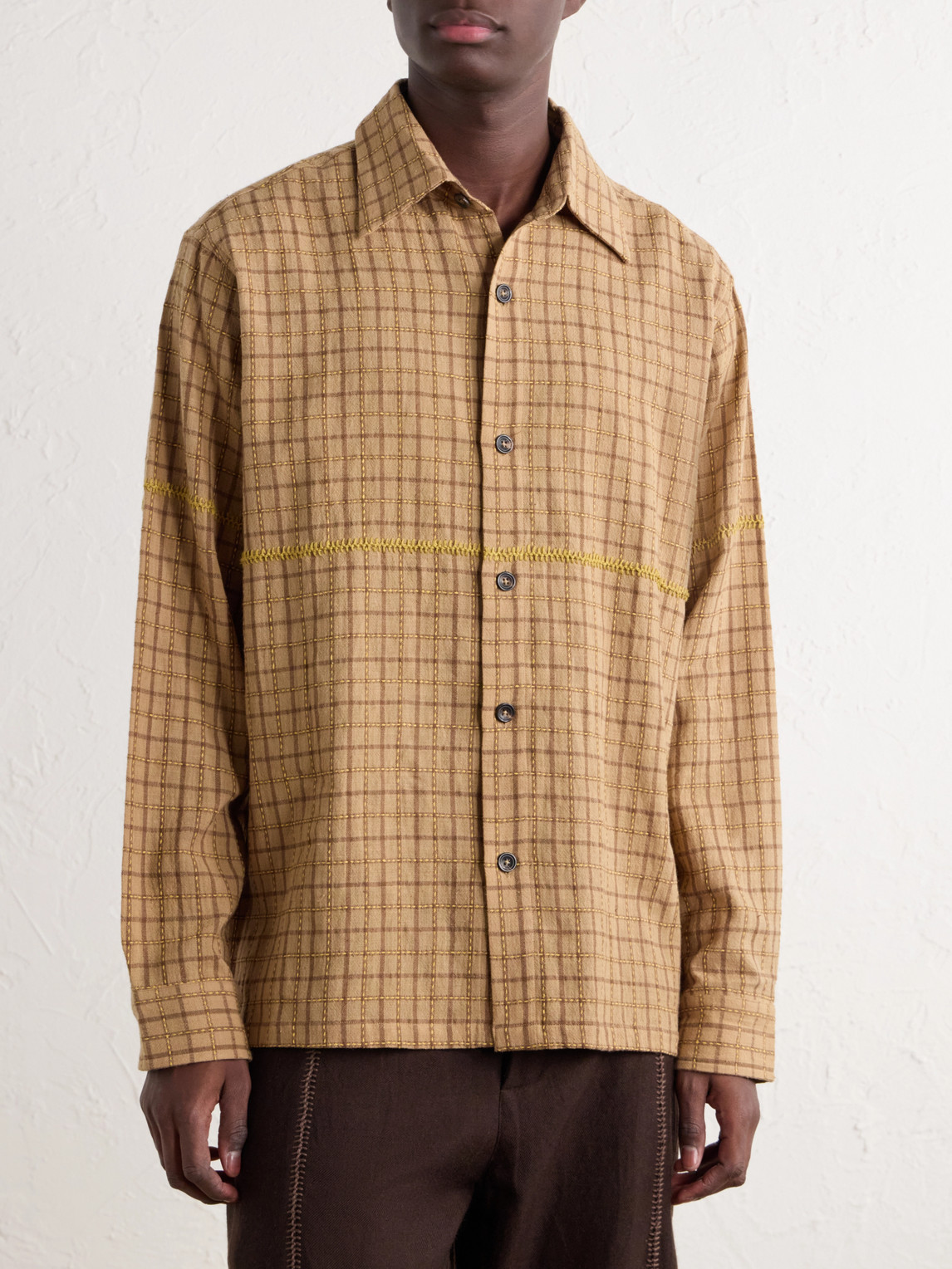 Rabari Embroidered Checked Handwoven Cotton Shirt