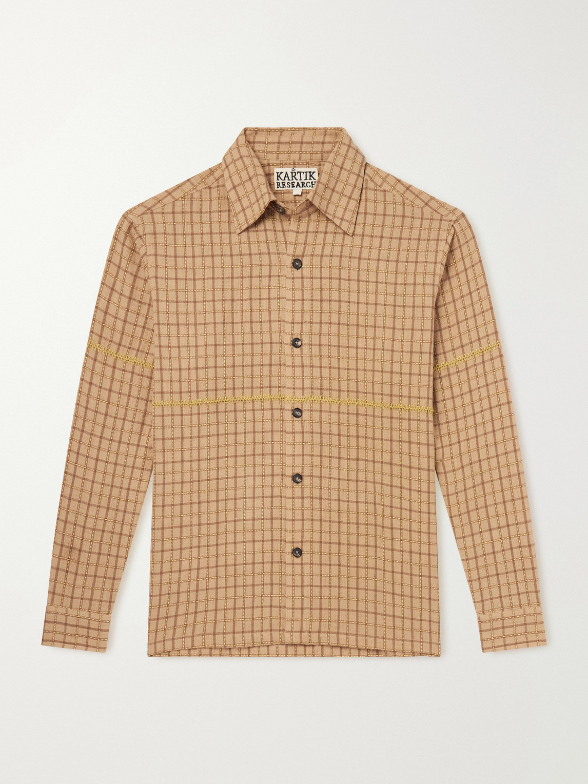Rabari Embroidered Checked Handwoven Cotton Shirt