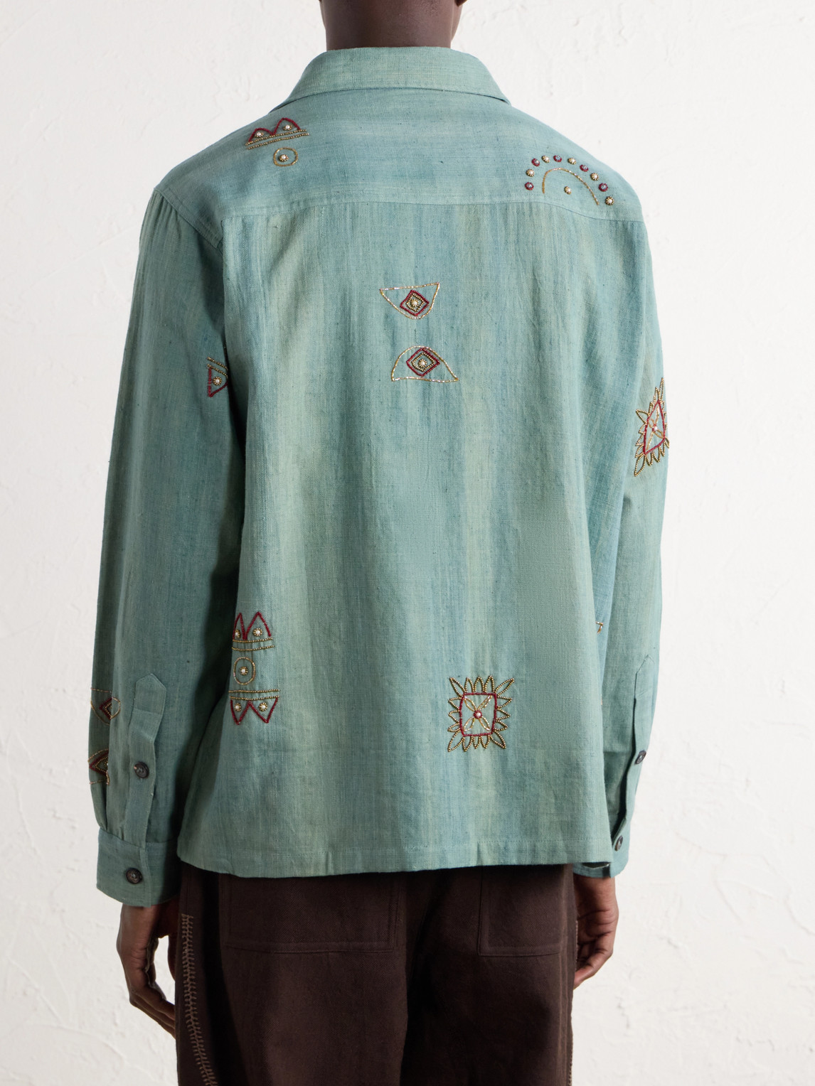 Box Bead-Embellished Handwoven Cotton Shirt