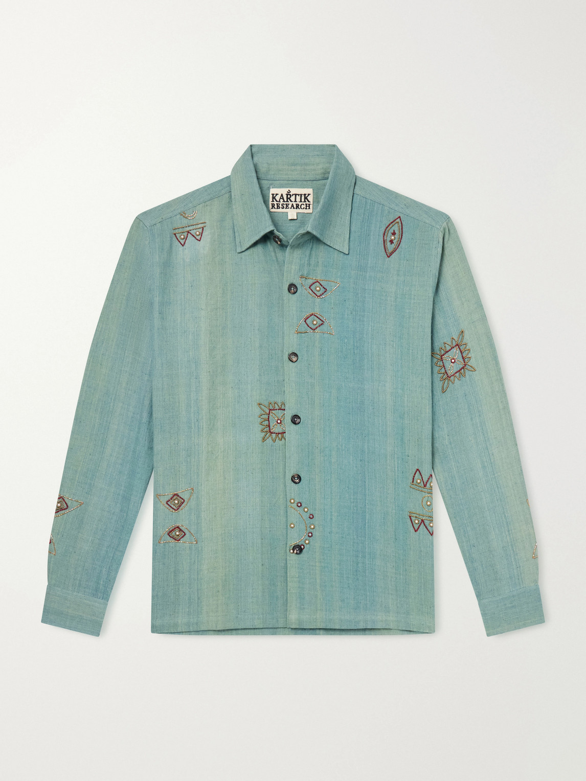 Box Bead-Embellished Handwoven Cotton Shirt
