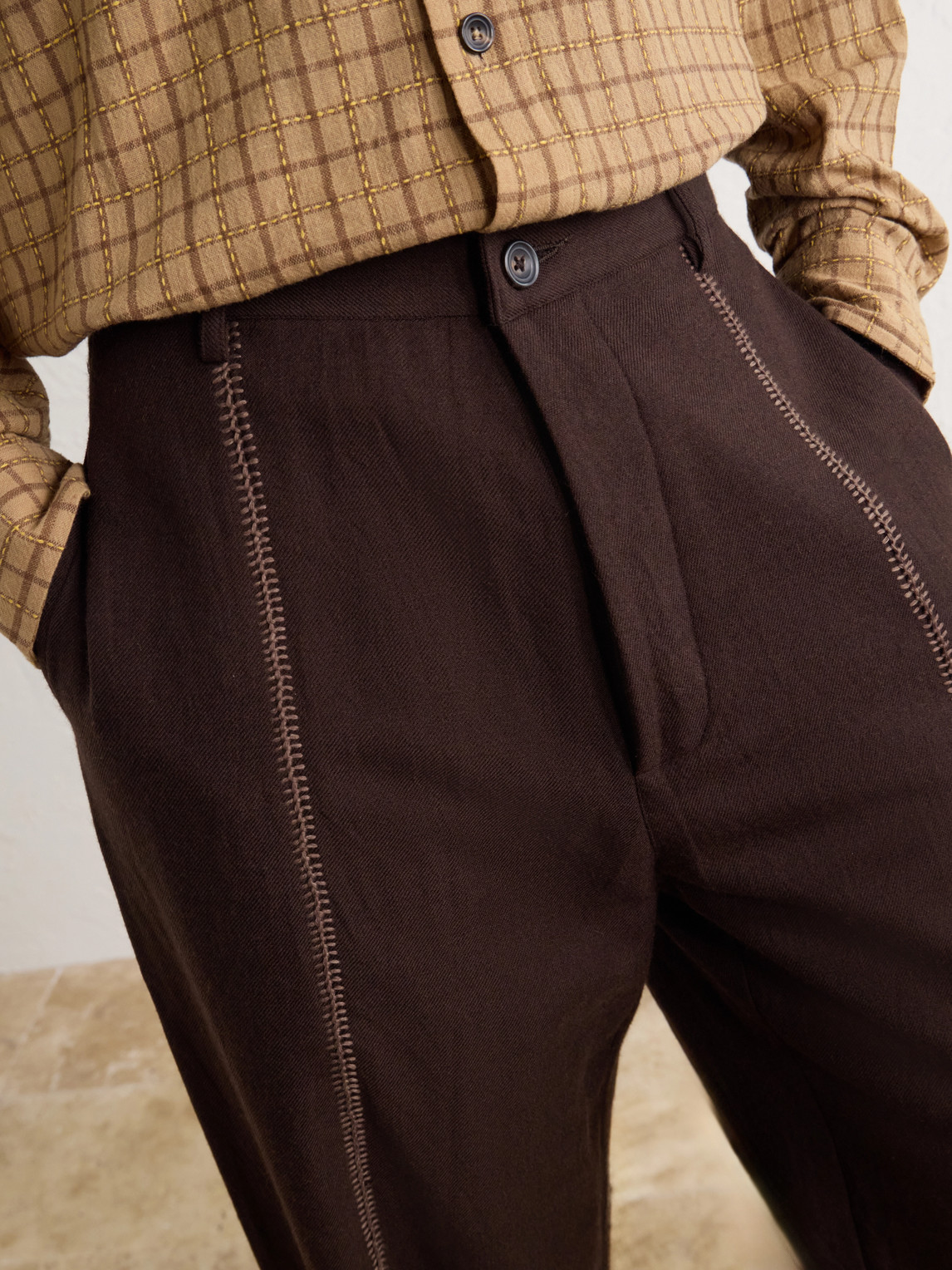Sultan Straight-Leg Embroidered Handwoven Wool Trousers