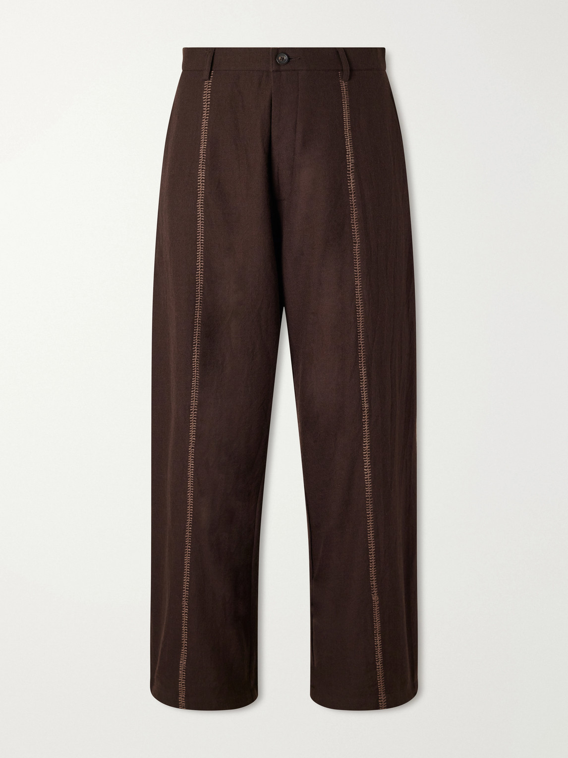 Sultan Straight-Leg Embroidered Handwoven Wool Trousers