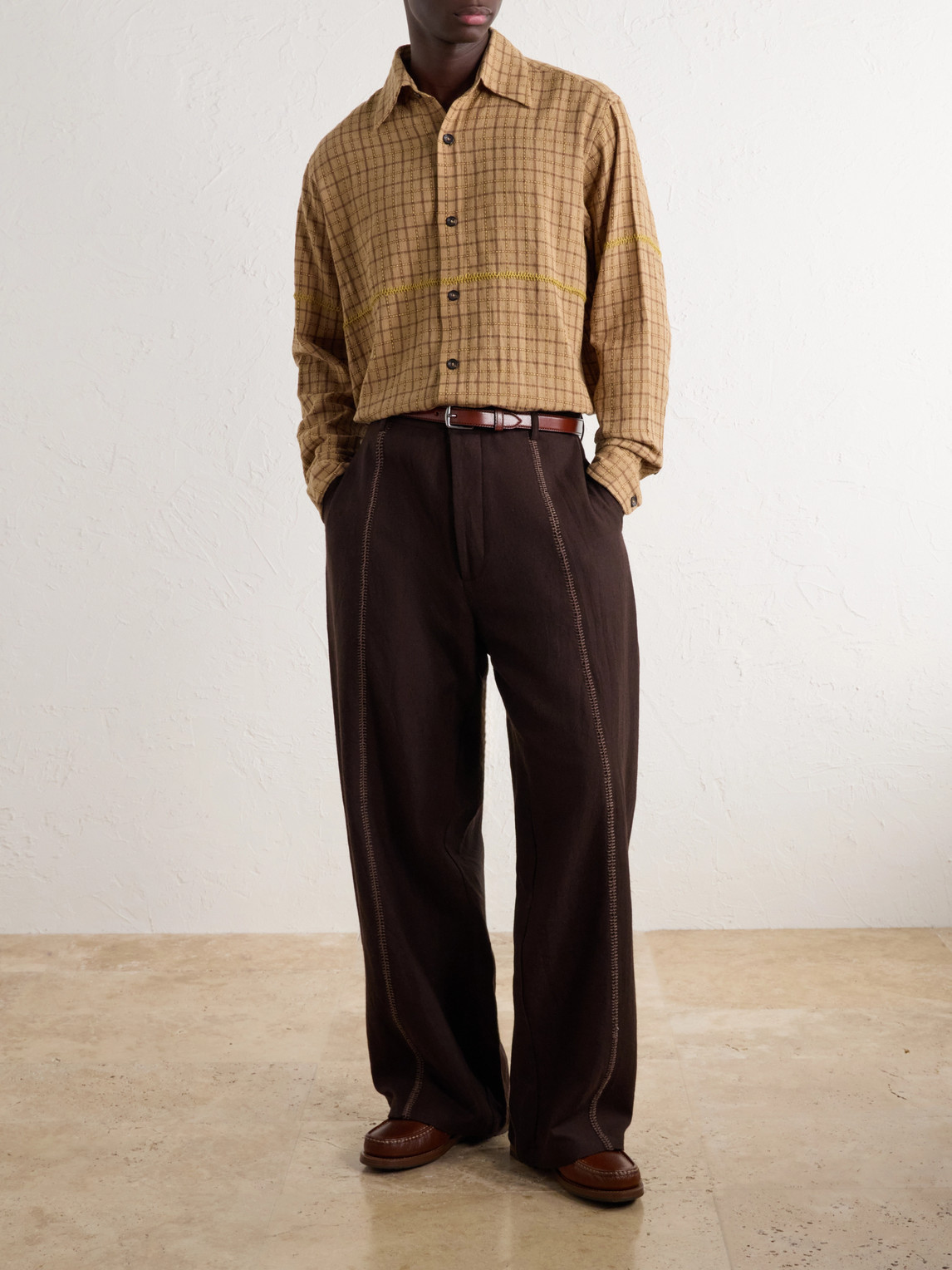 Sultan Straight-Leg Embroidered Handwoven Wool Trousers
