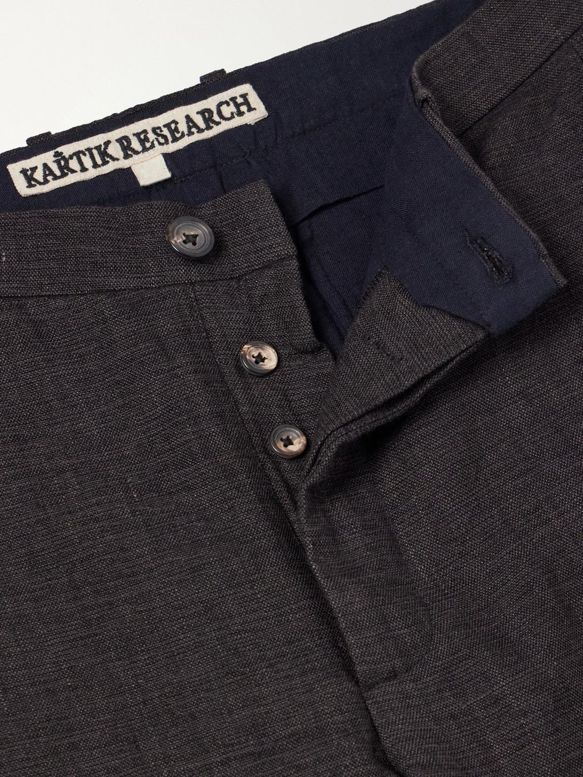 Straight-Leg Embroidered Pleated Handwoven Linen And Wool-Blend Suit Trousers