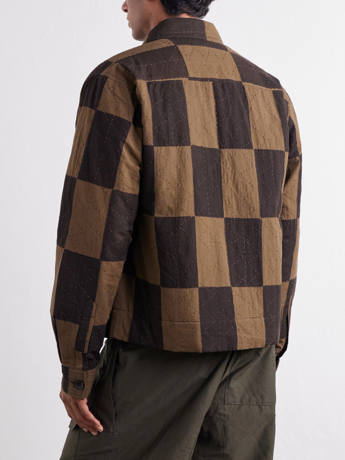Bodhi Embroidered Checked Cotton Blouson Jacket