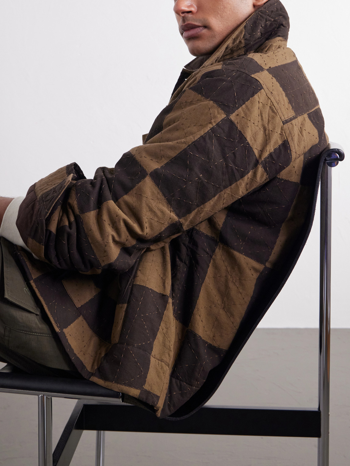 Bodhi Embroidered Checked Cotton Blouson Jacket