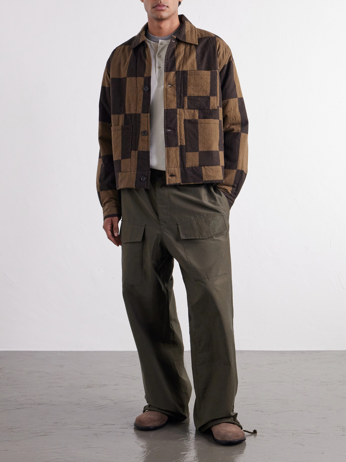Bodhi Embroidered Checked Cotton Blouson Jacket