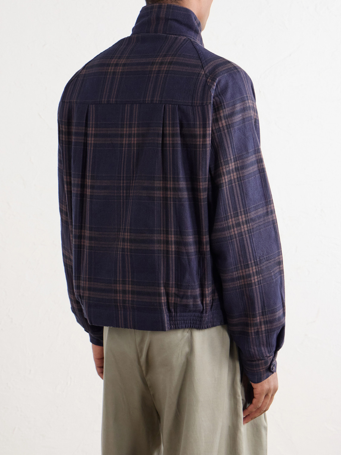 Stanley Embroidered Checked Cotton Bomber Jacket