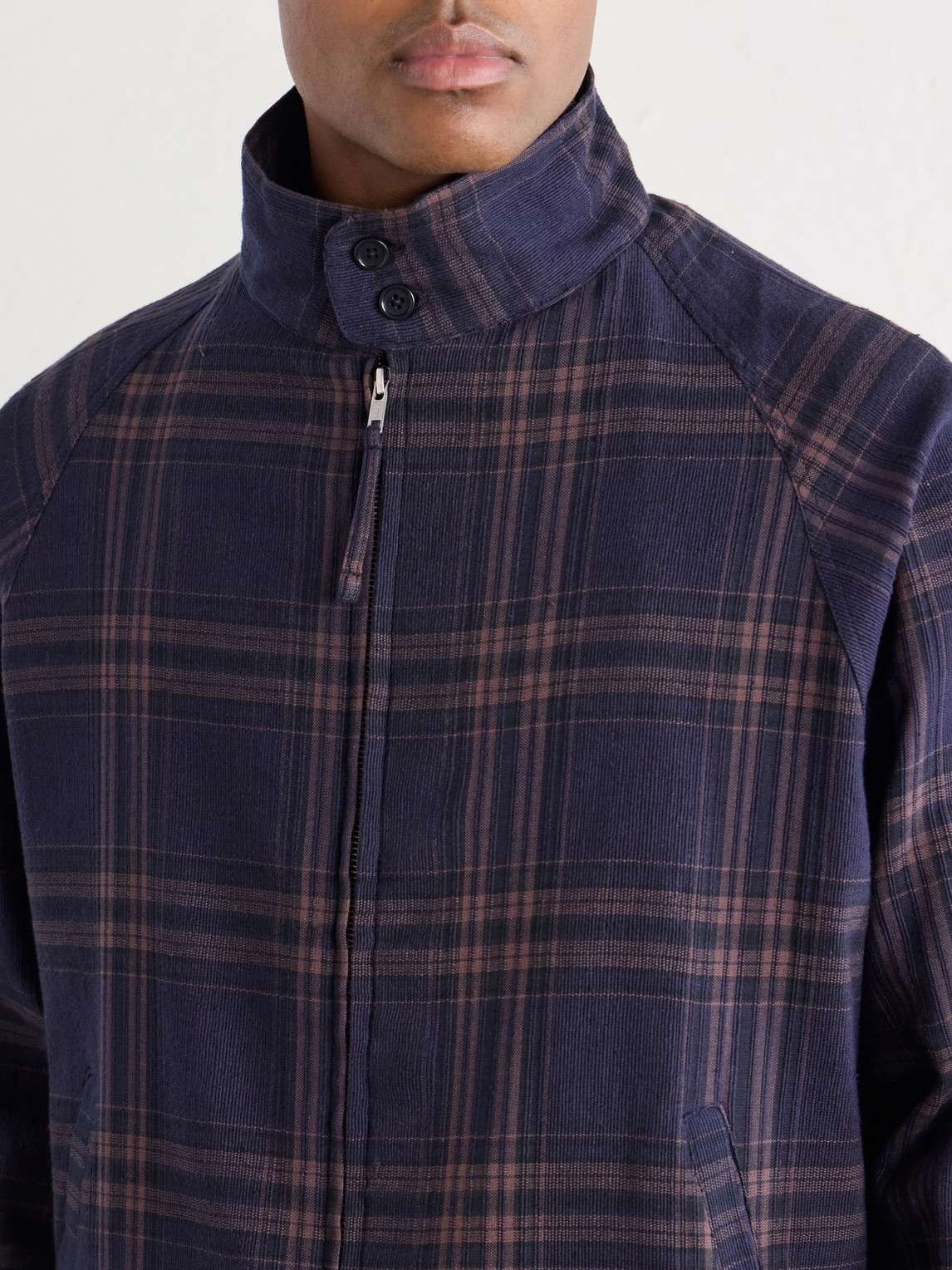 Stanley Embroidered Checked Cotton Bomber Jacket