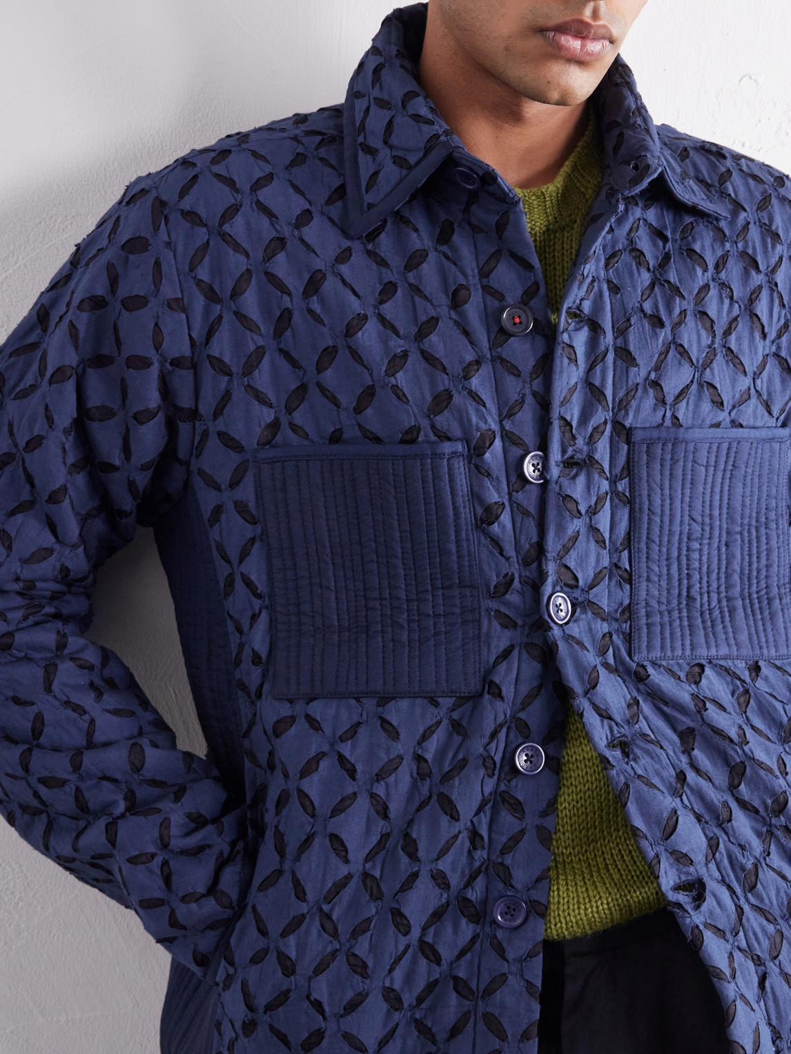 Wynton Cut-Out Padded Textured-Cotton Blouson Jacket