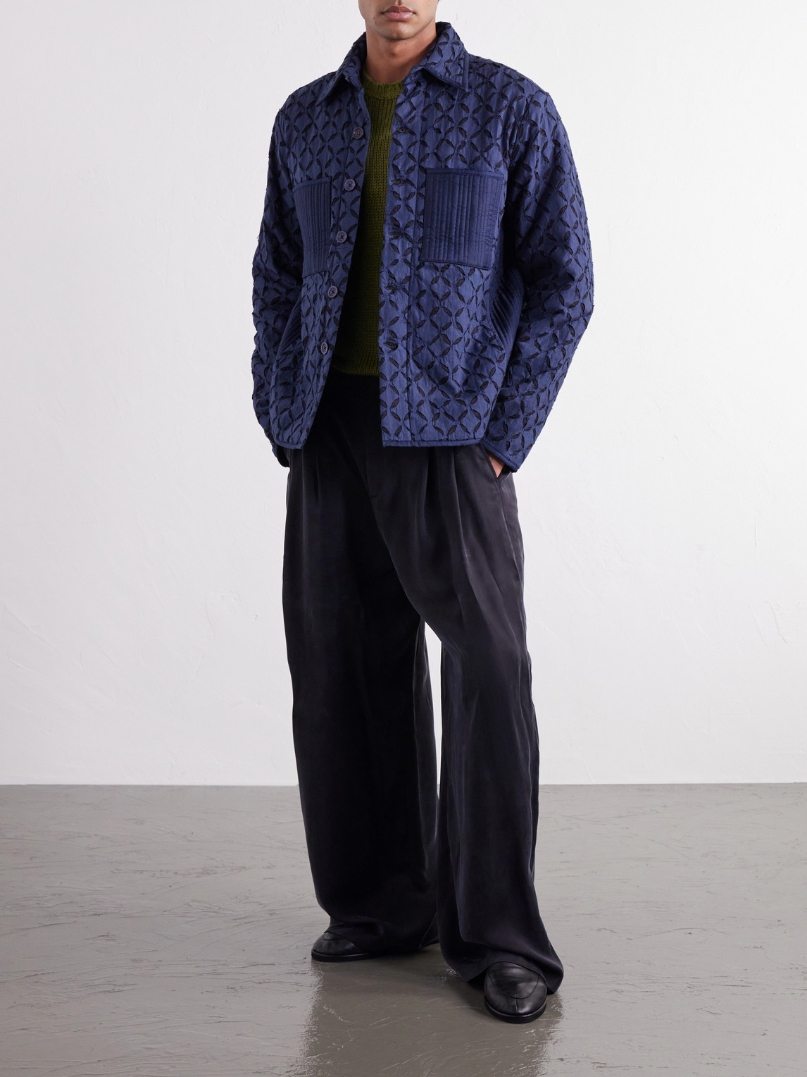 Wynton Cut-Out Padded Textured-Cotton Blouson Jacket