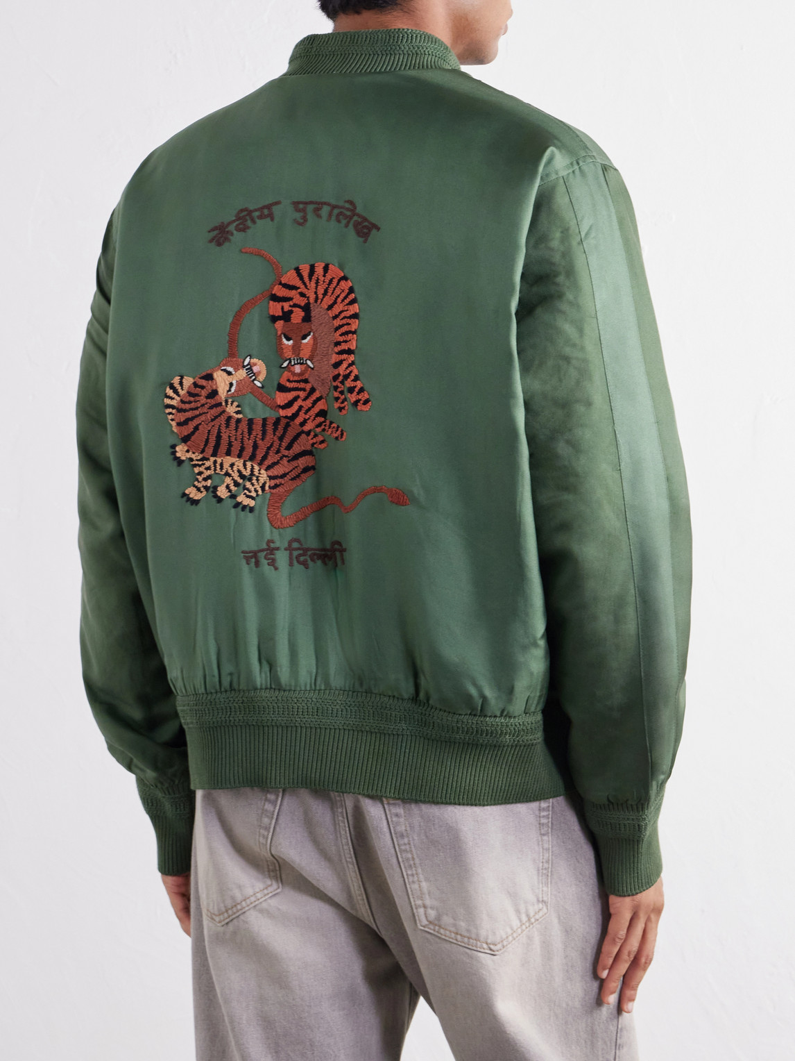 Max Embroidered Silk-Twill Bomber Jacket