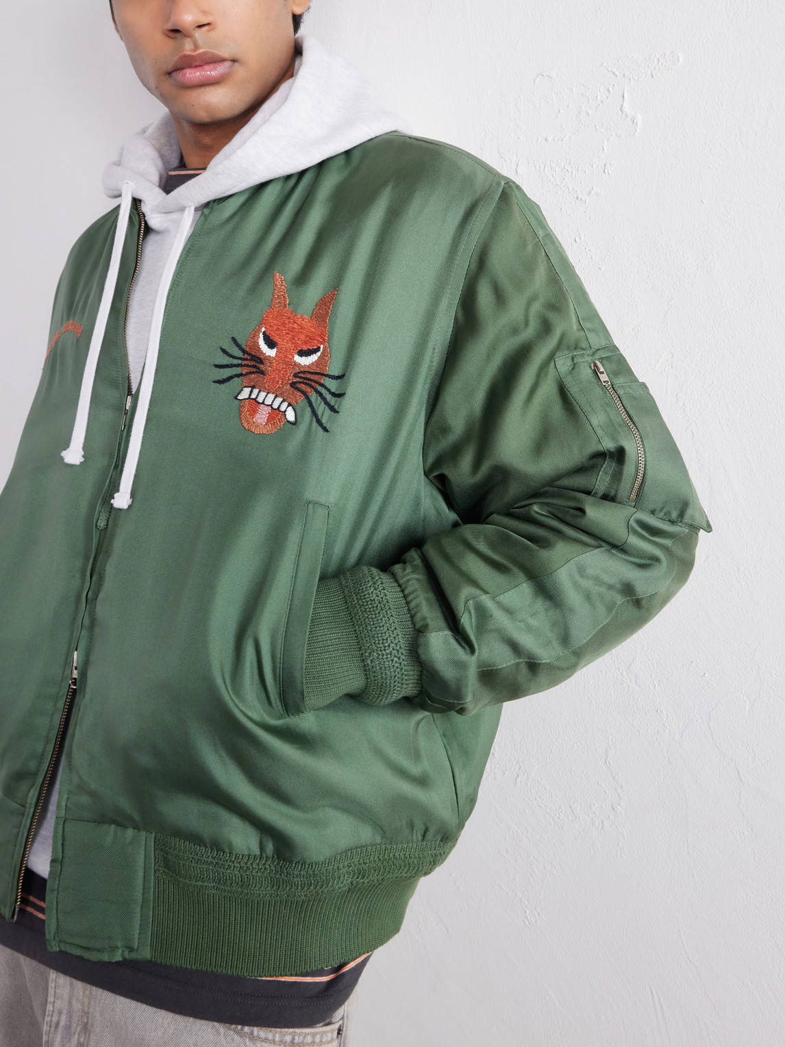 Max Embroidered Silk-Twill Bomber Jacket