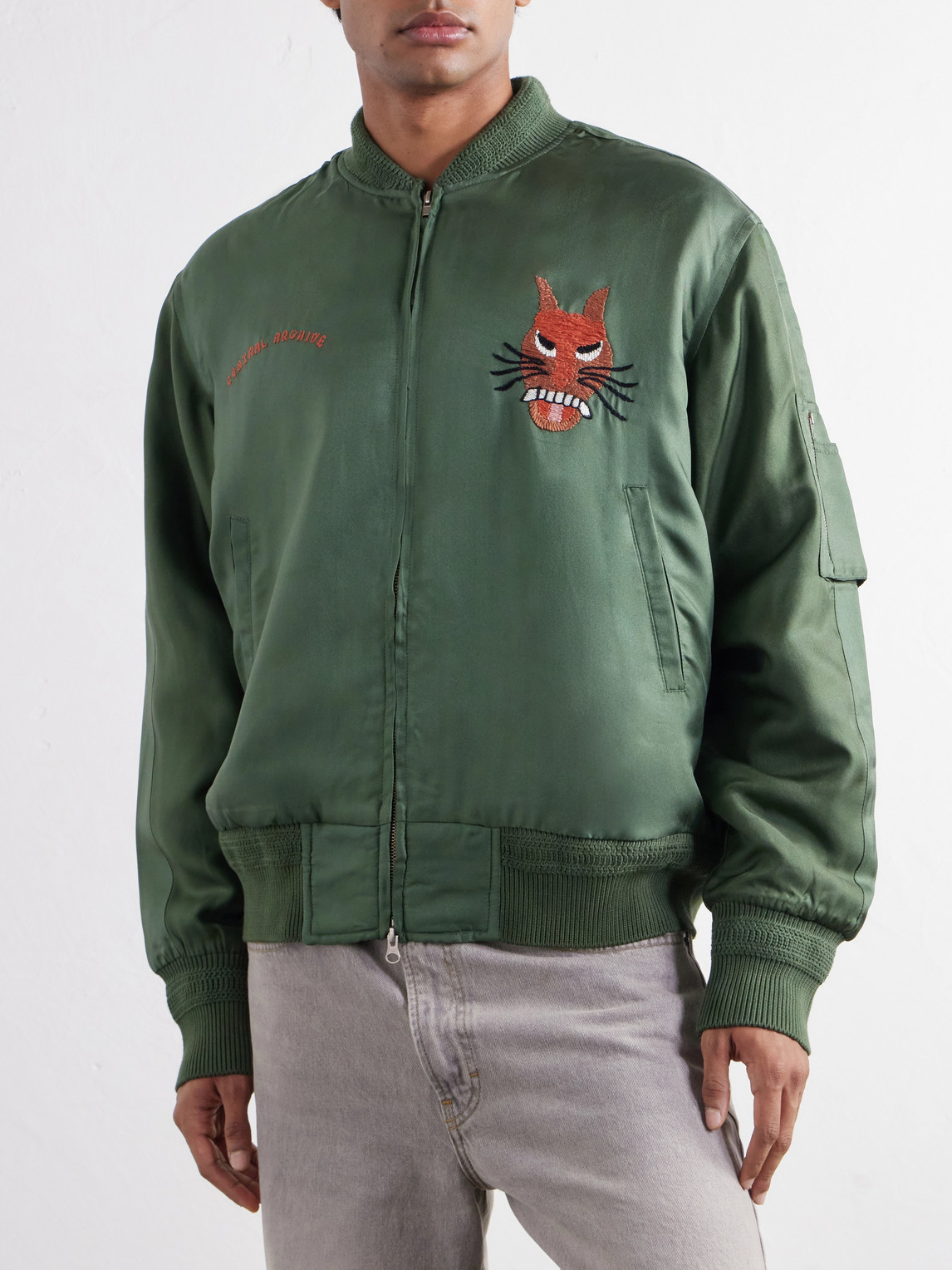 Max Embroidered Silk-Twill Bomber Jacket