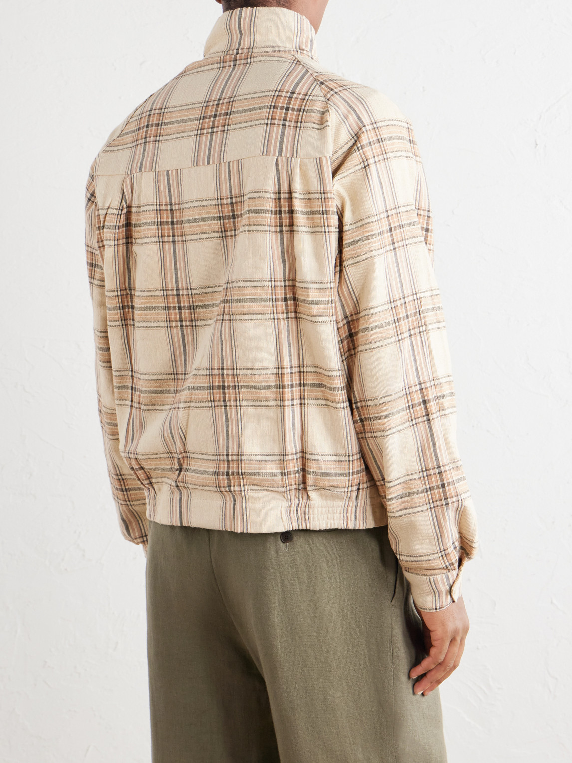Stanley Embroidered Checked Cotton Bomber Jacket