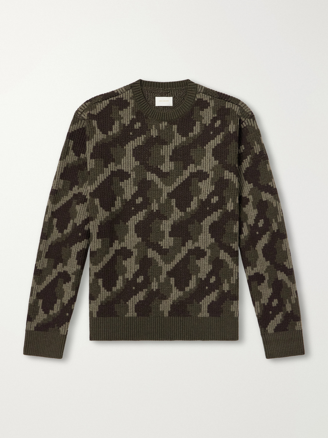 Aimé Leon Dore Camouflage-ribbed Wool Sweater In Green
