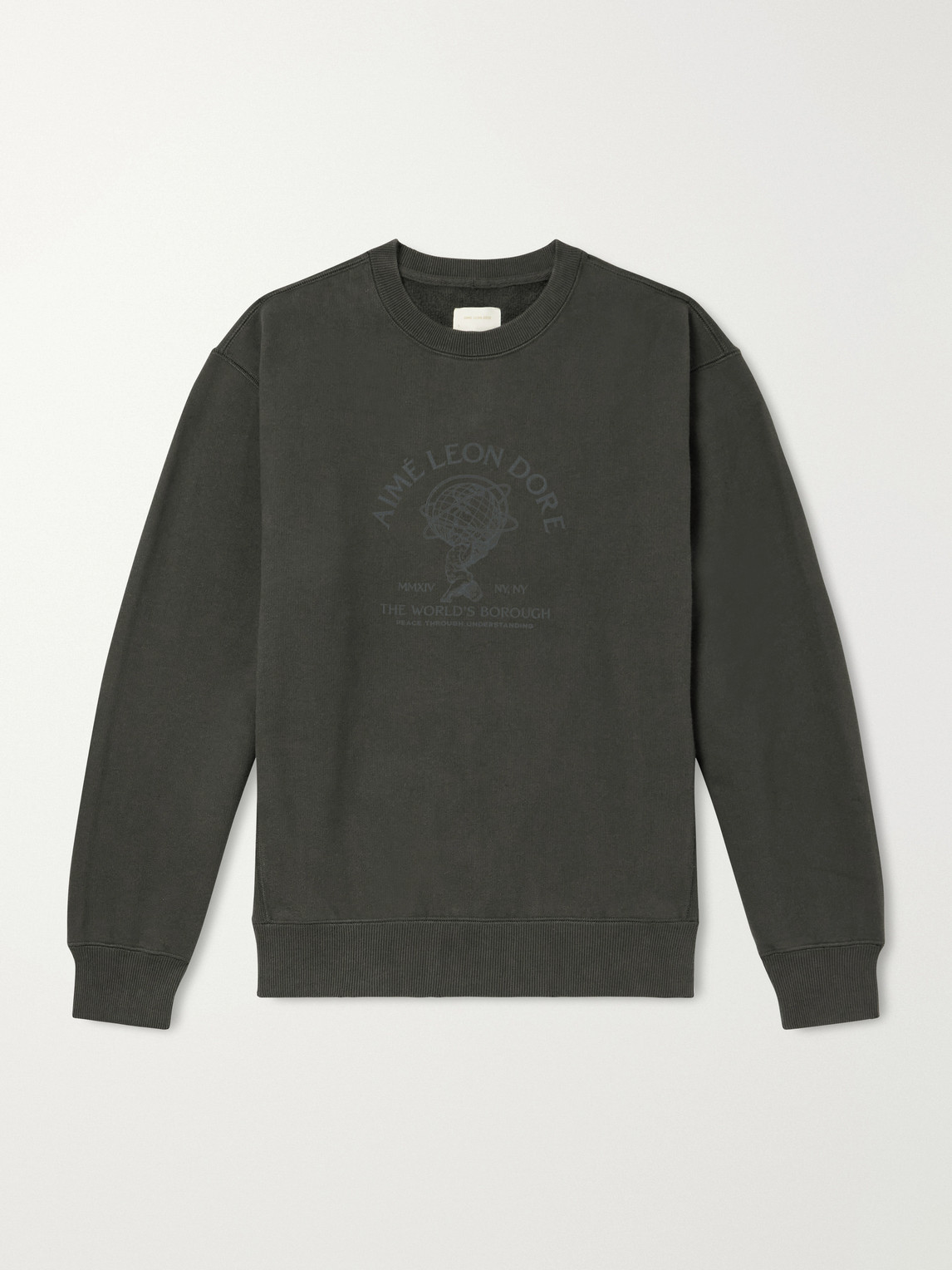 Aimé Leon Dore Atlas Logo-print Cotton-jersey Sweater In Green