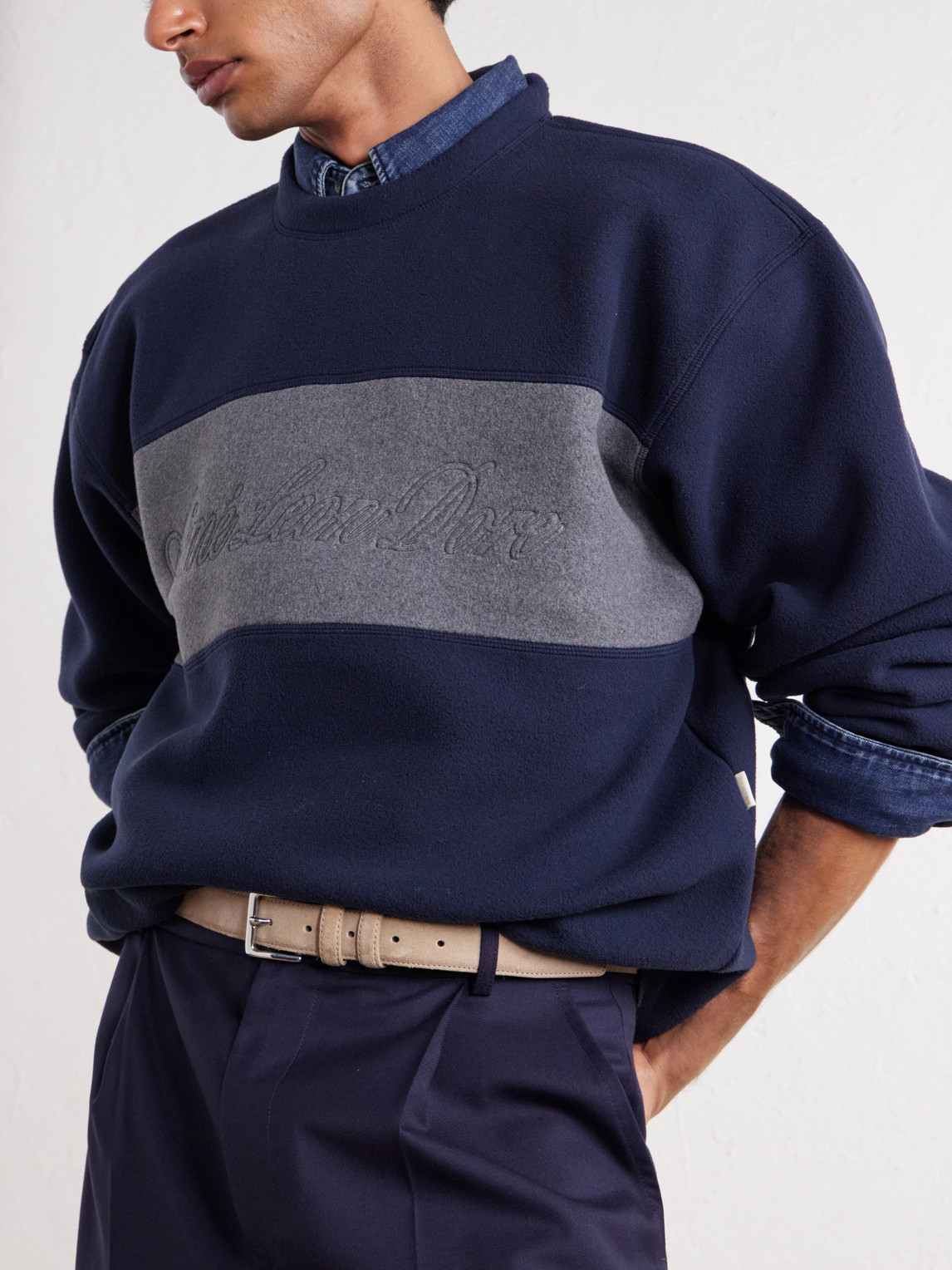 Aimé Leon Dore - Logo-Embroidered Two-Tone Fleece Sweatshirt