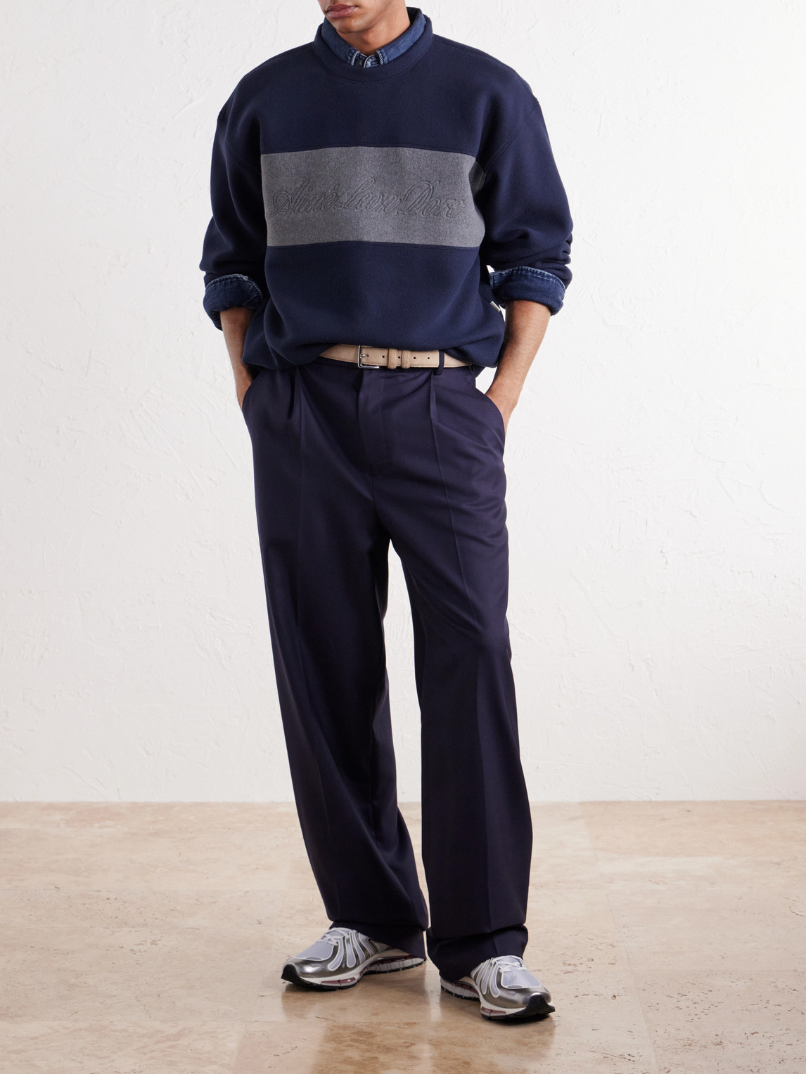 Aimé Leon Dore - Logo-Embroidered Two-Tone Fleece Sweatshirt