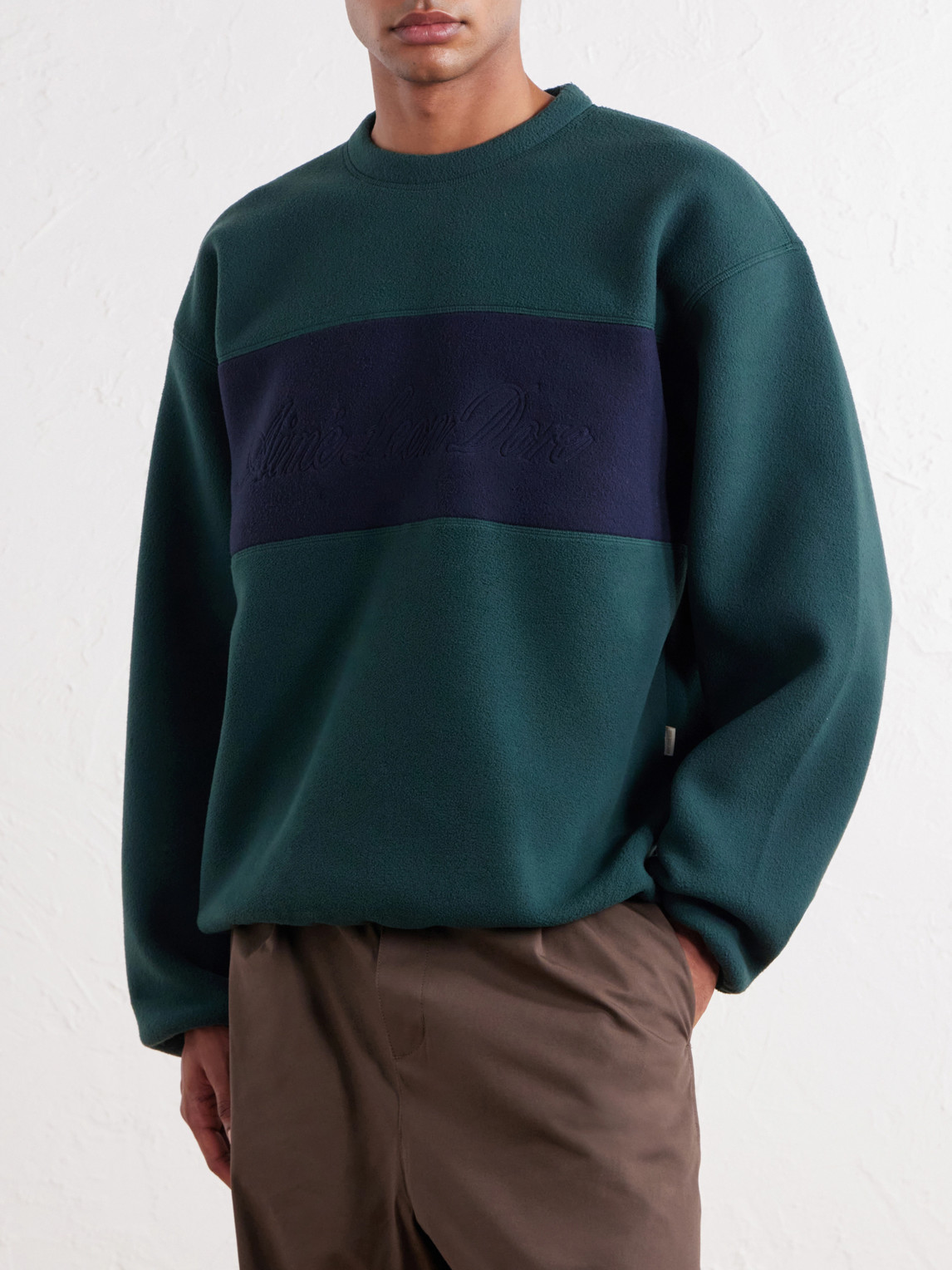 Aimé Leon Dore - Logo-Embroidered Two-Tone Fleece Sweatshirt