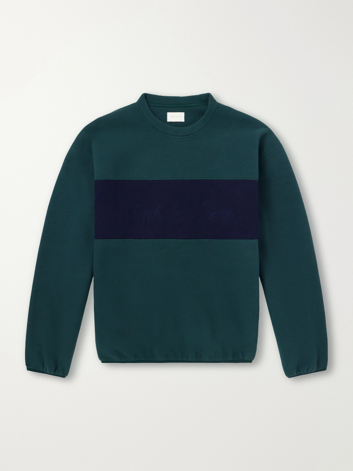 Aimé Leon Dore Logo-embroidered Two-tone Fleece Sweatshirt In Green