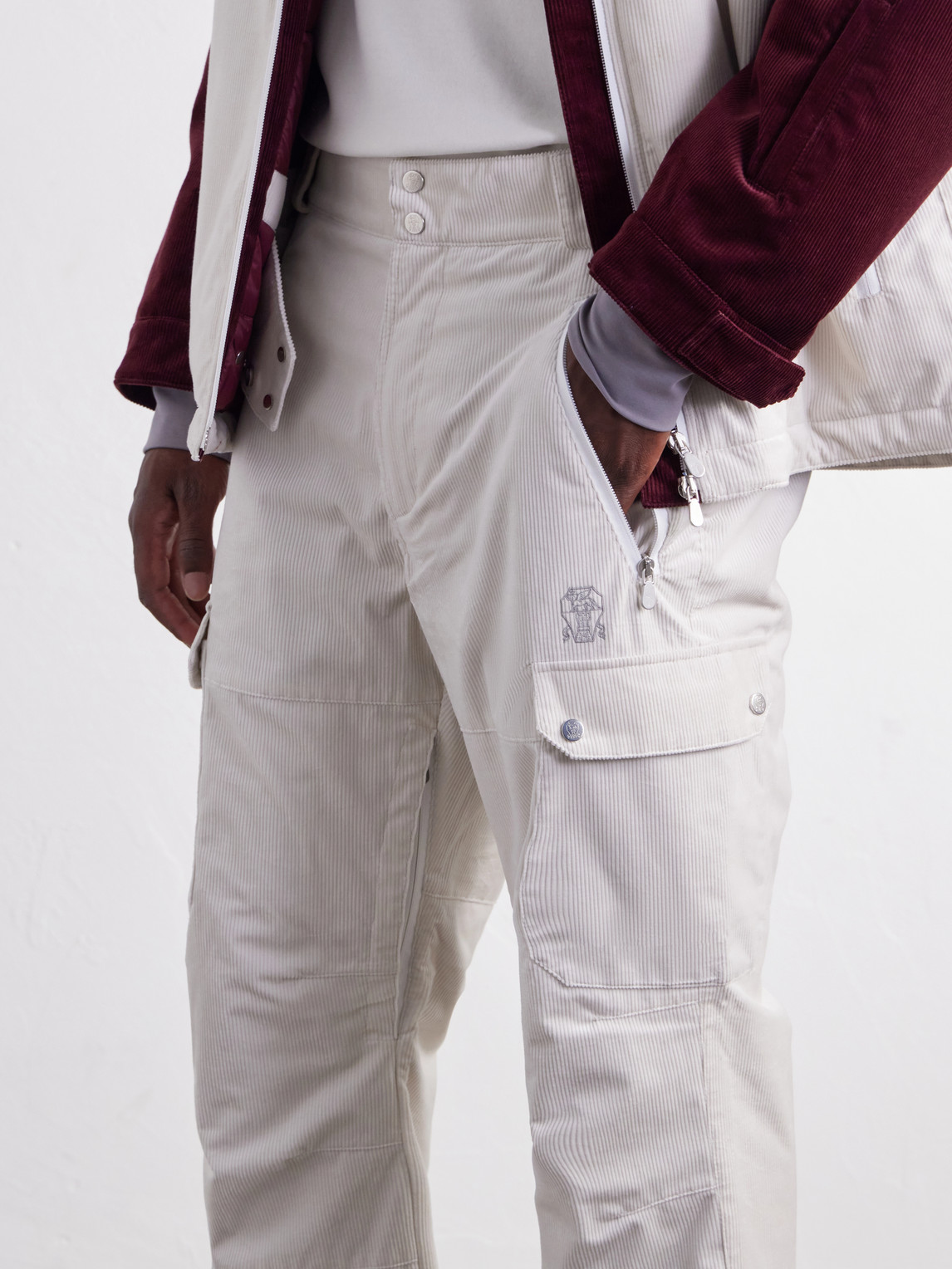 Straight-Leg Logo-Embroidered Cotton- Corduroy