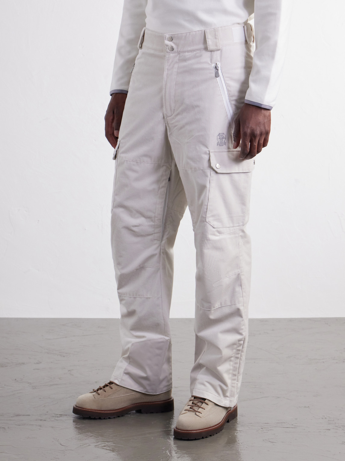 Straight-Leg Logo-Embroidered Cotton- Corduroy