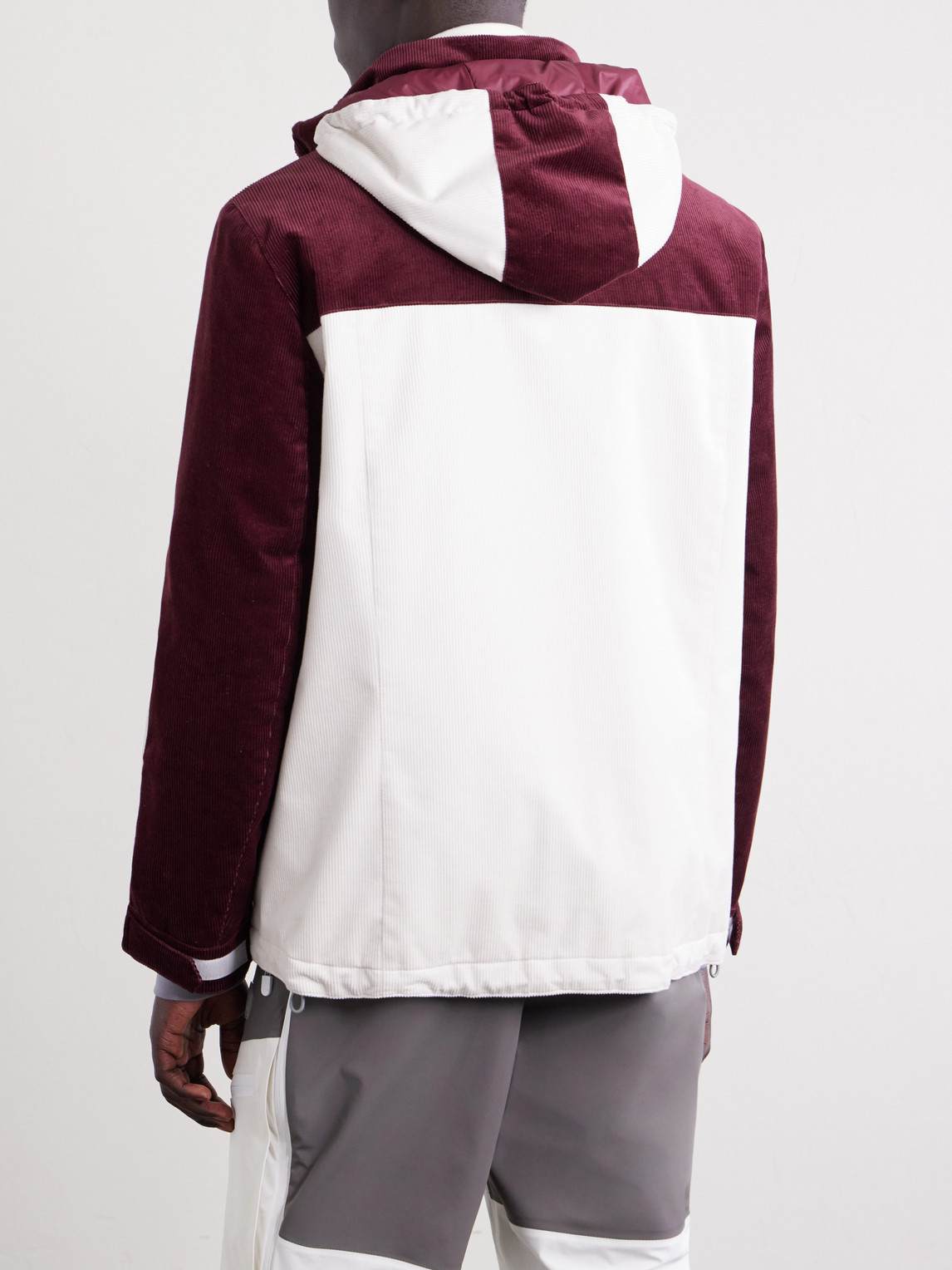 Logo-Embroidered Panelled Cotton-Corduroy Hooded Ski Jacket