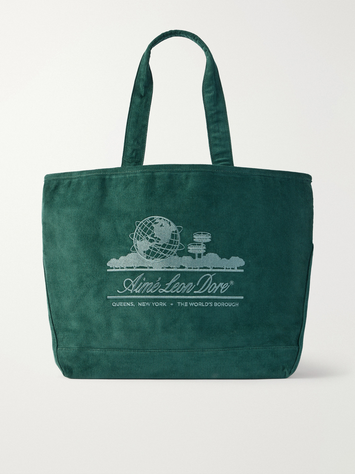 Aimé Leon Dore Logo-embroidered Cotton-corduroy Tote In Green
