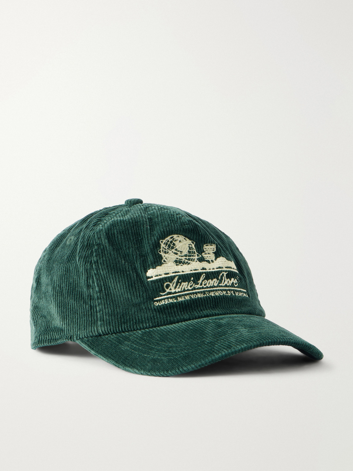 Aimé Leon Dore Unisphere Embroidered Cotton-blend Corduroy Baseball Cap In Green