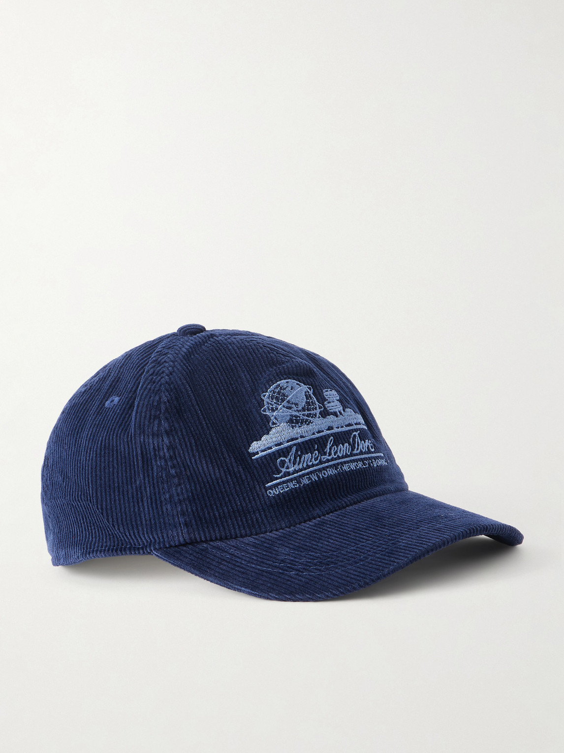 Aimé Leon Dore Unisphere Embroidered Cotton-blend Corduroy Baseball Cap In Blue