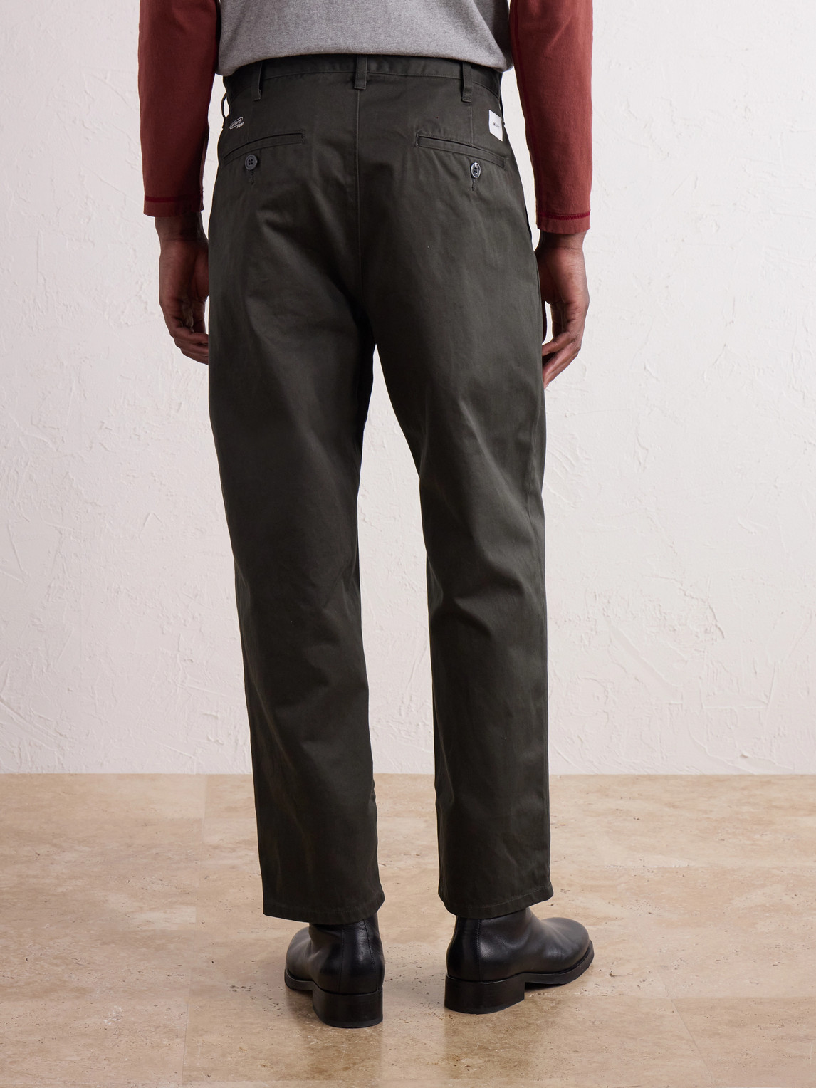 Straight-Leg Pleated Cotton-Twill Trousers