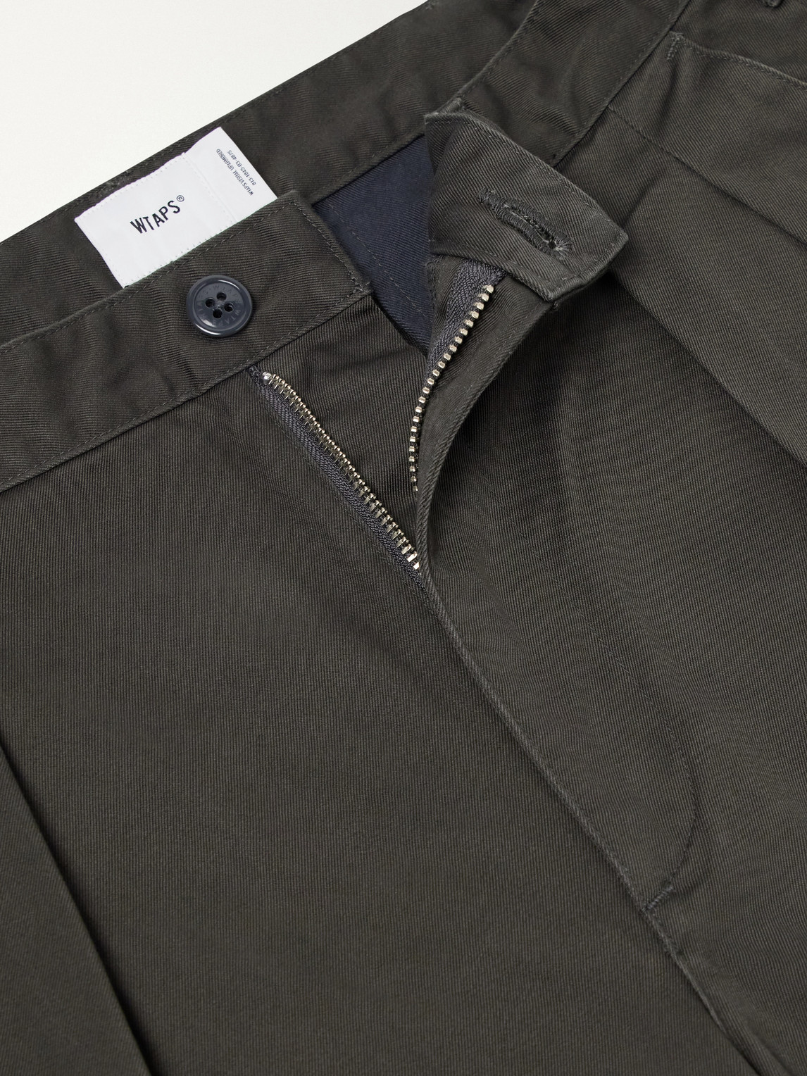 Straight-Leg Pleated Cotton-Twill Trousers