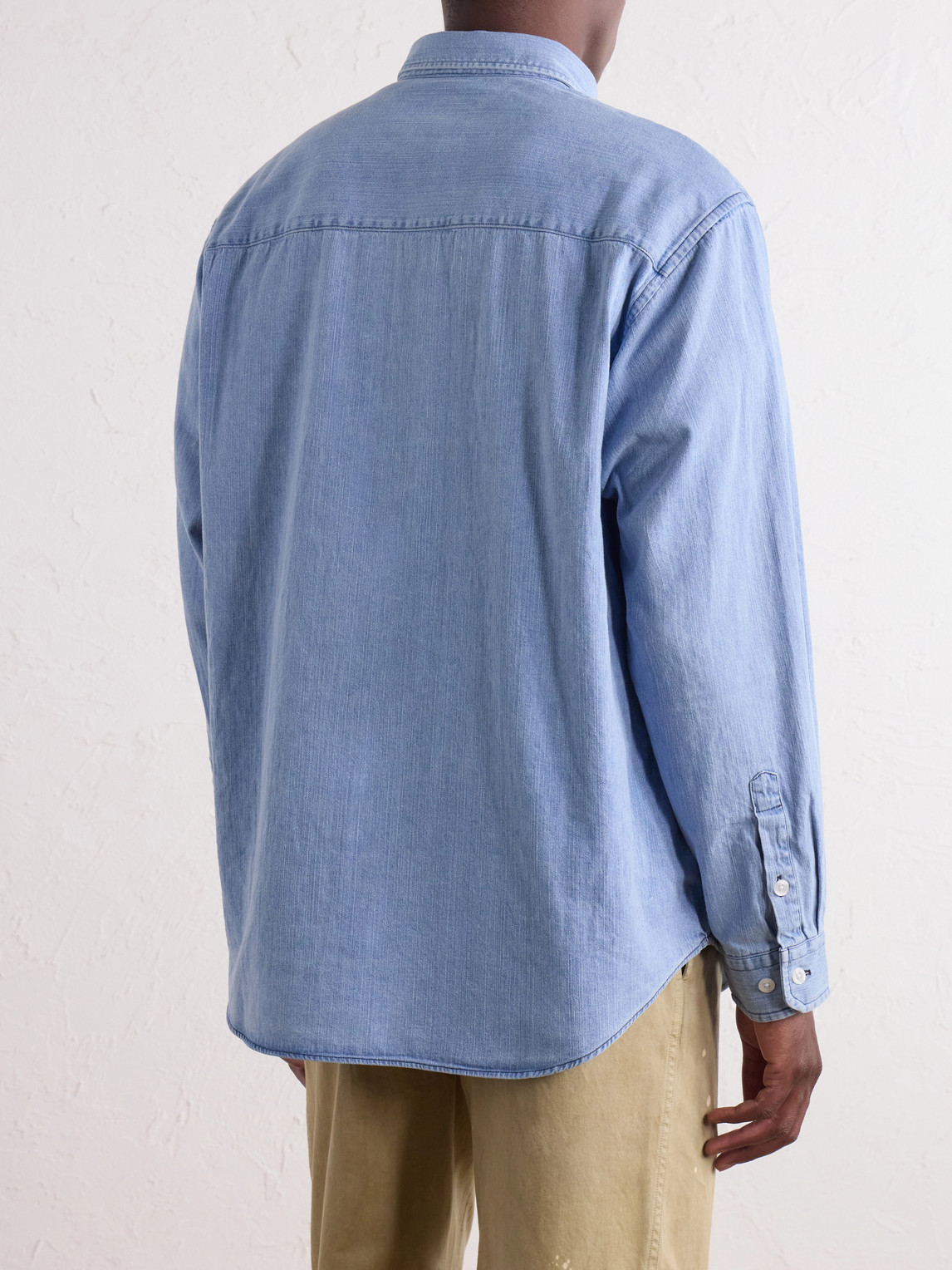 Bd 01 Logo-Appliquéd Stone-Bleach Denim Shirt