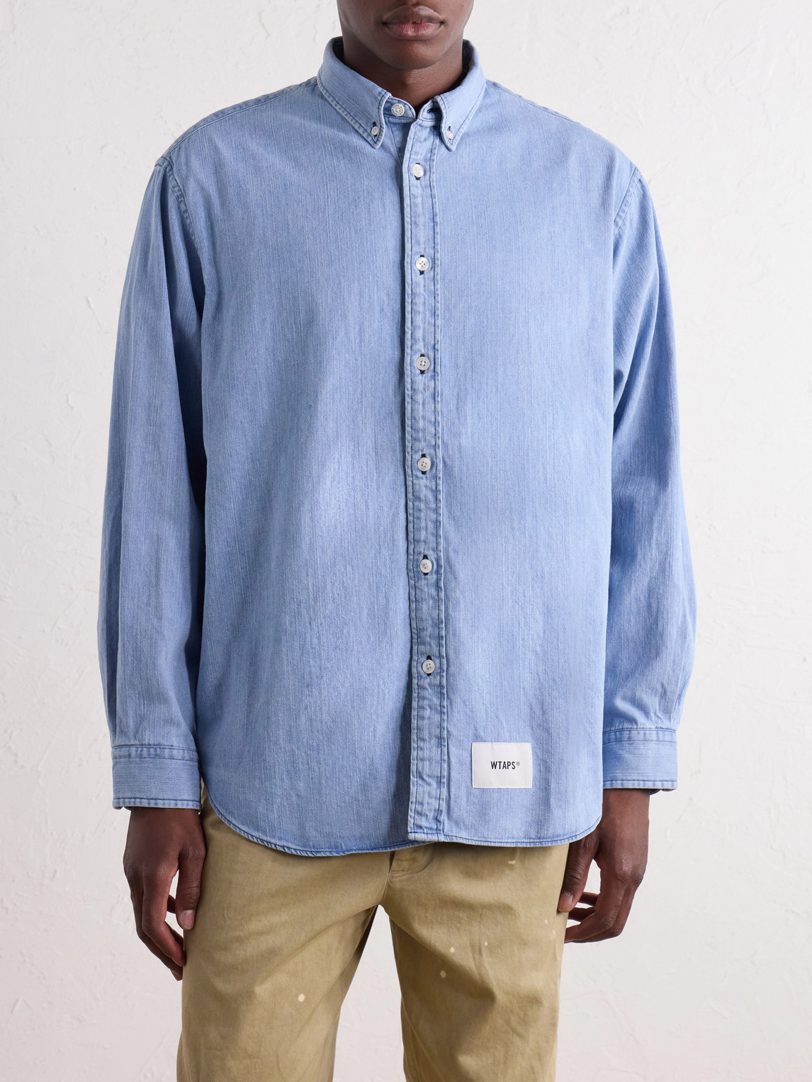 Bd 01 Logo-Appliquéd Stone-Bleach Denim Shirt